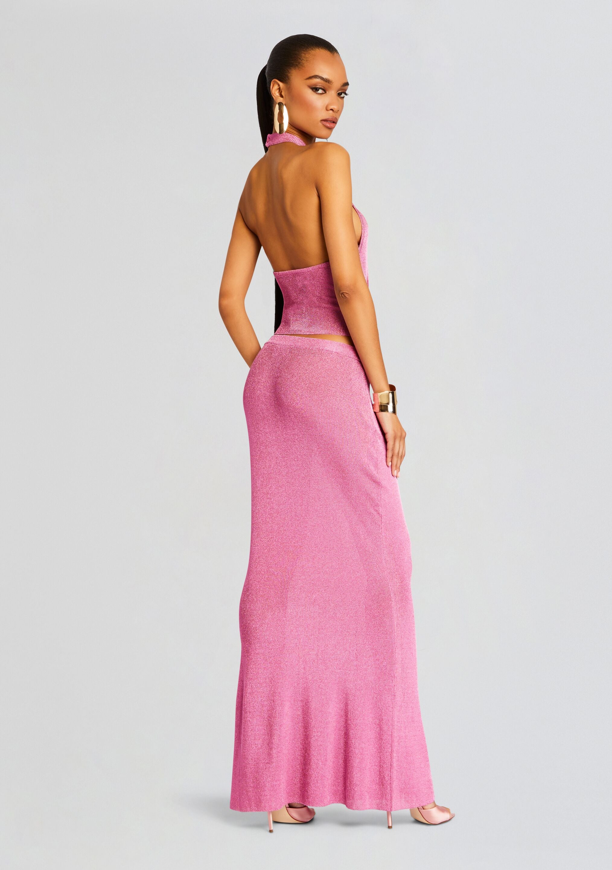 Harmony Metallic Knit Skirt-Stylulu