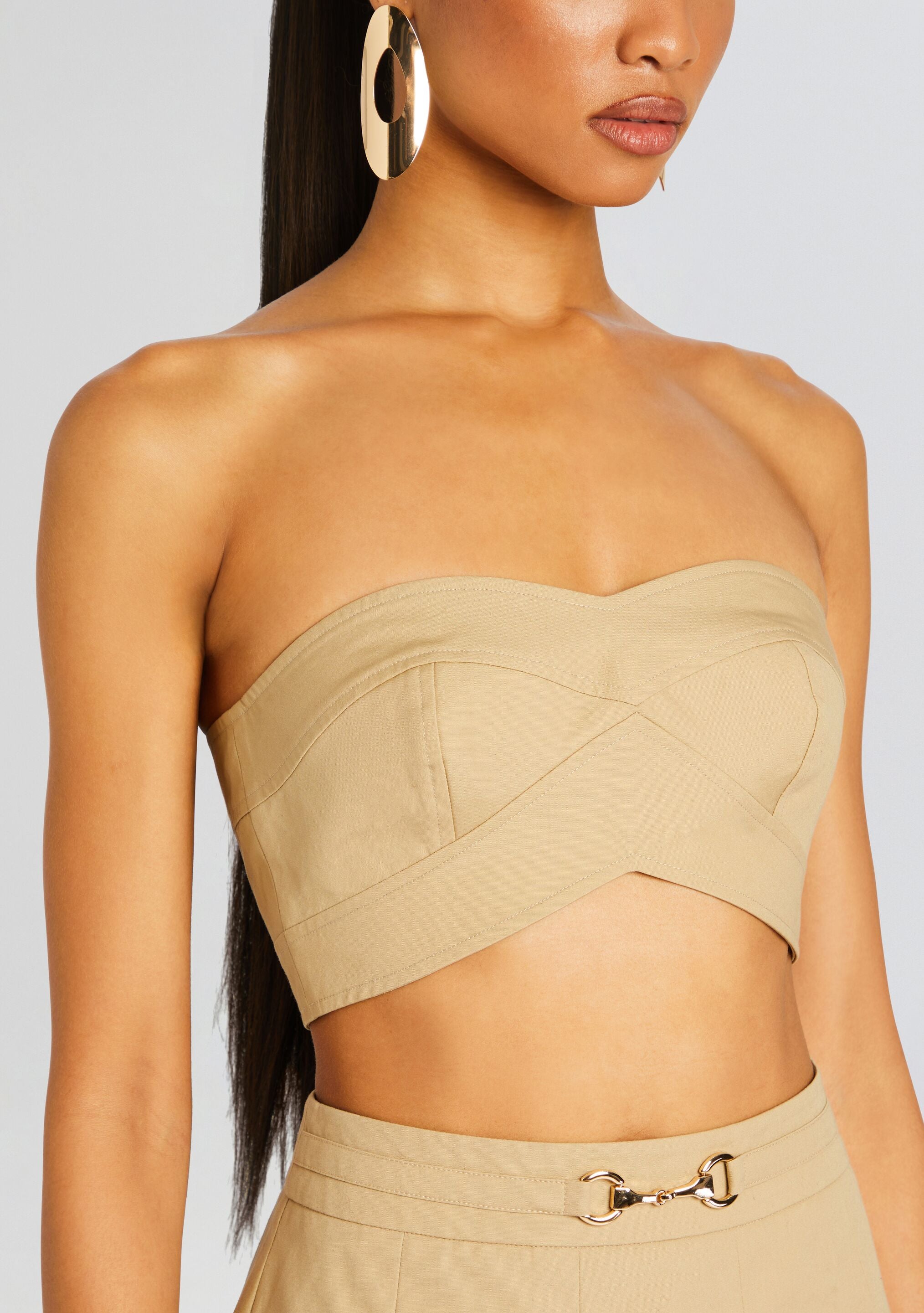 Camel Strapless Bralette-Stylulu