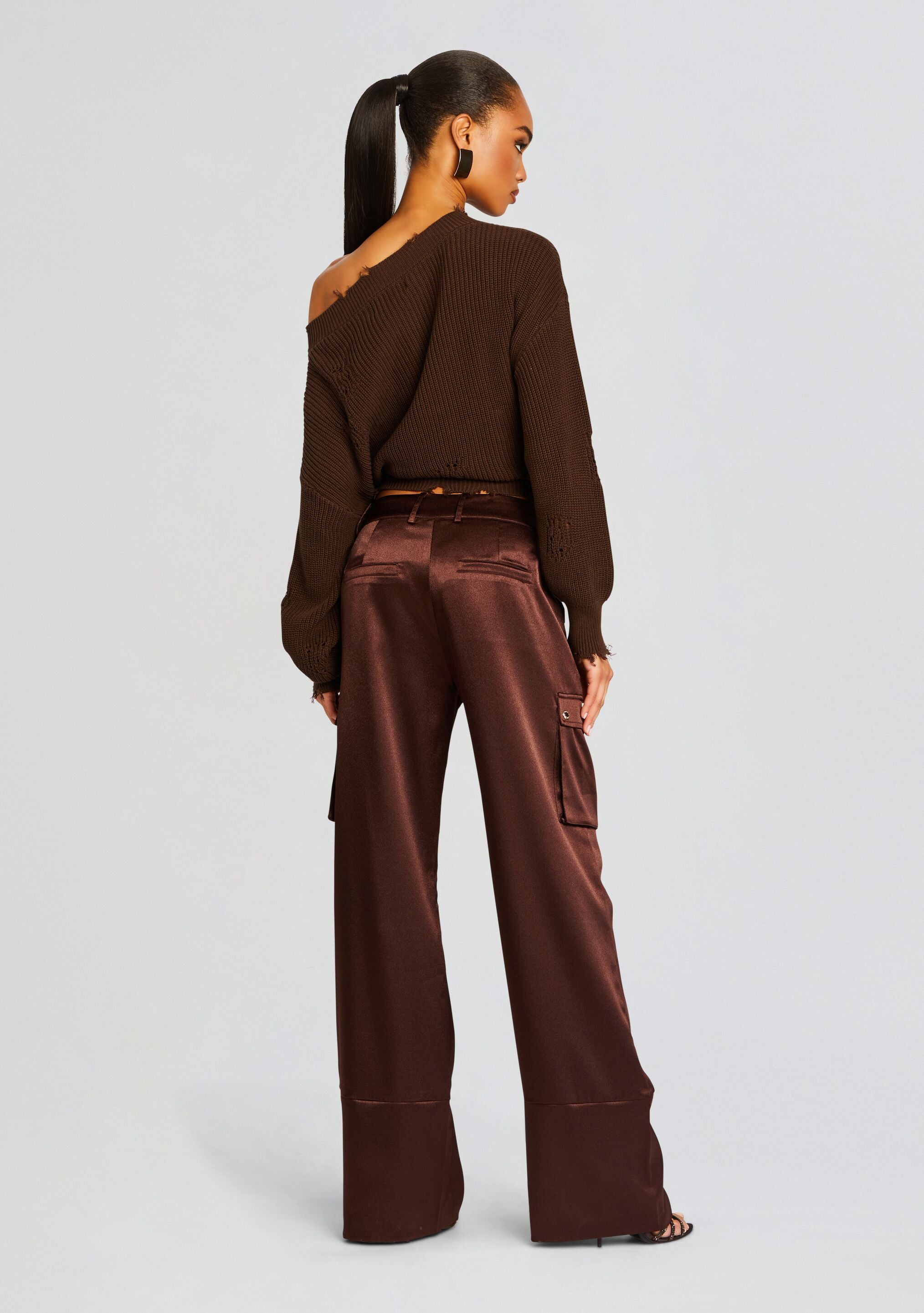 Galia Satin Cargo Pant-Stylulu