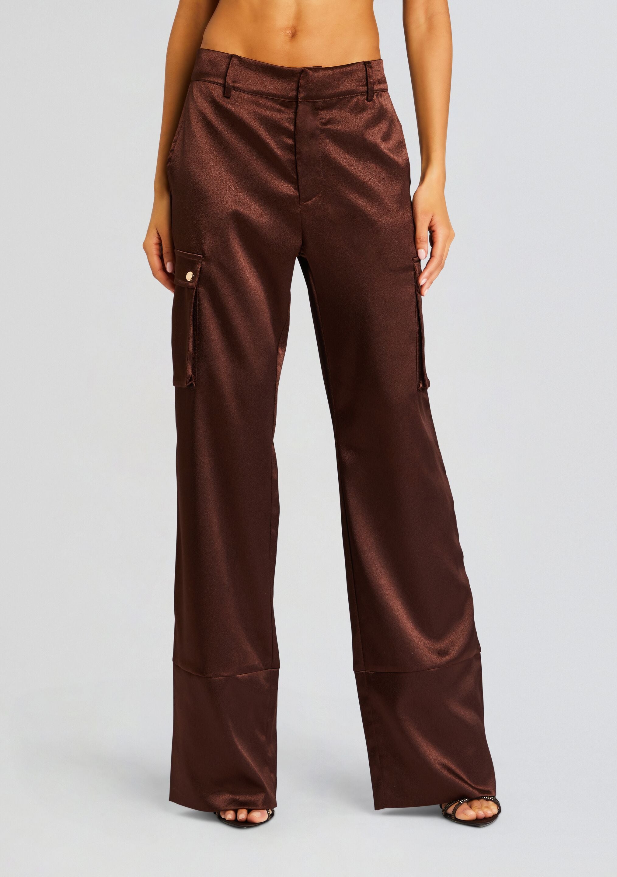 Galia Satin Cargo Pant-Stylulu