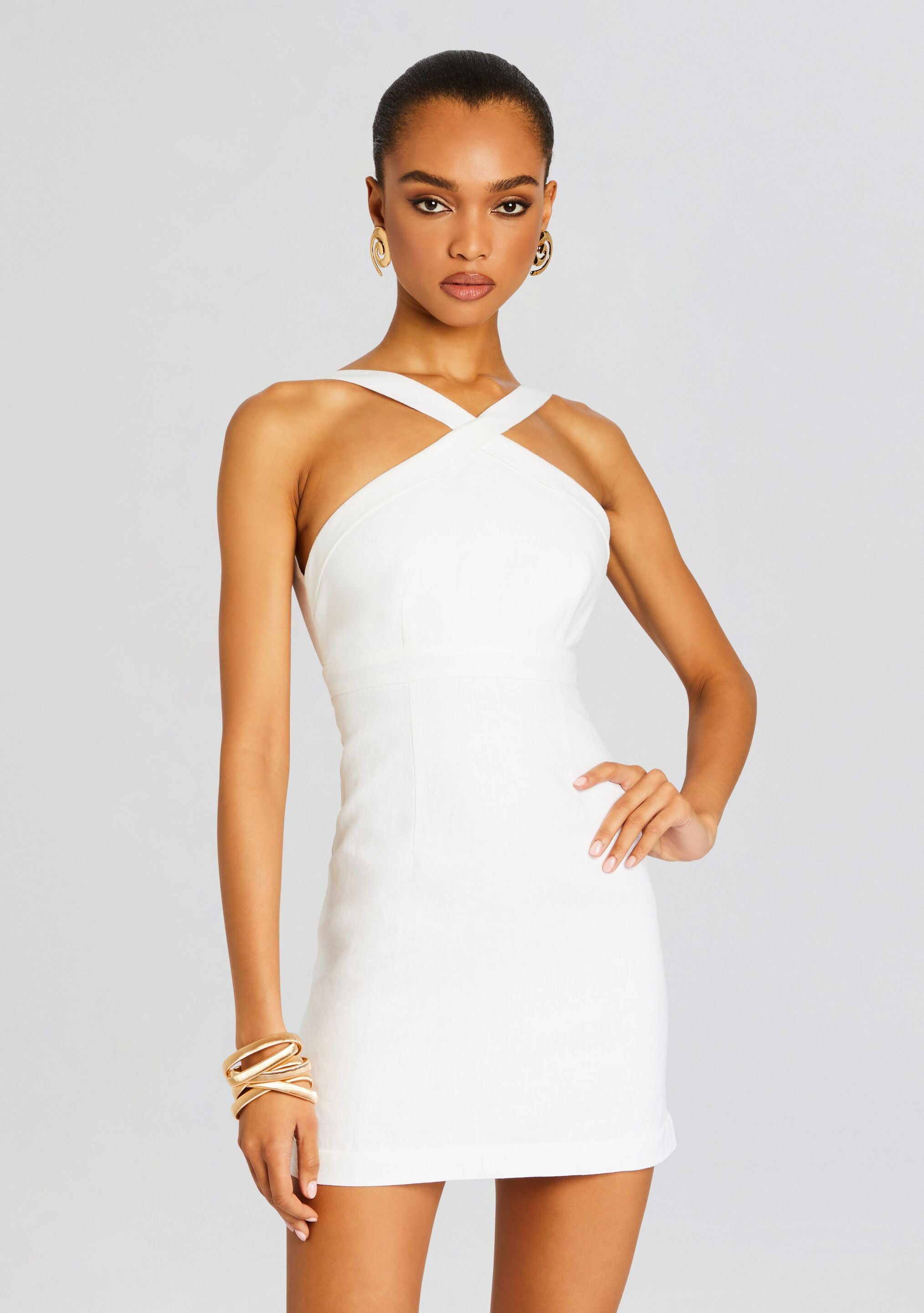 Linen Mini Dress-Stylulu