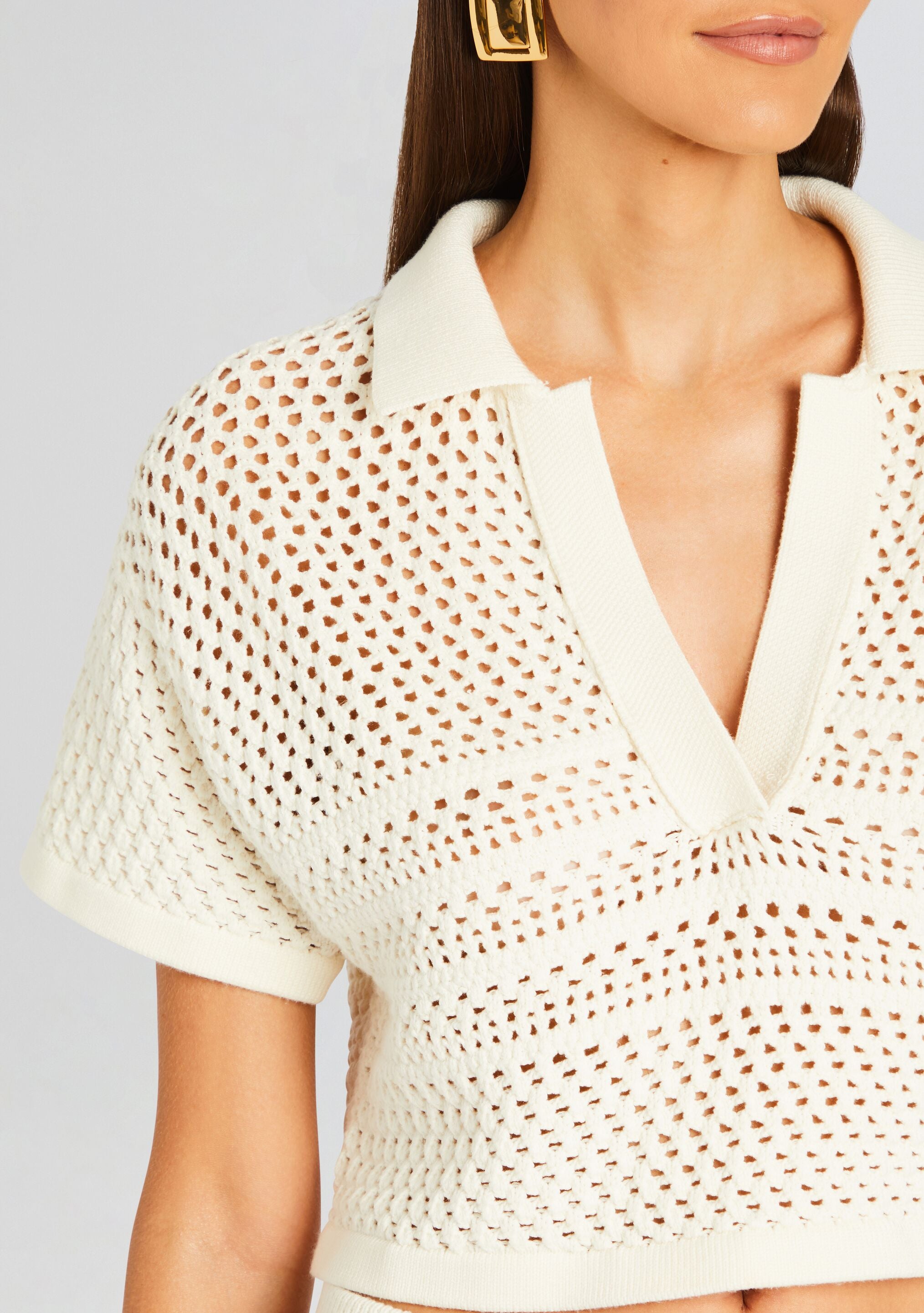 Nani Crochet Crop Polo-Stylulu