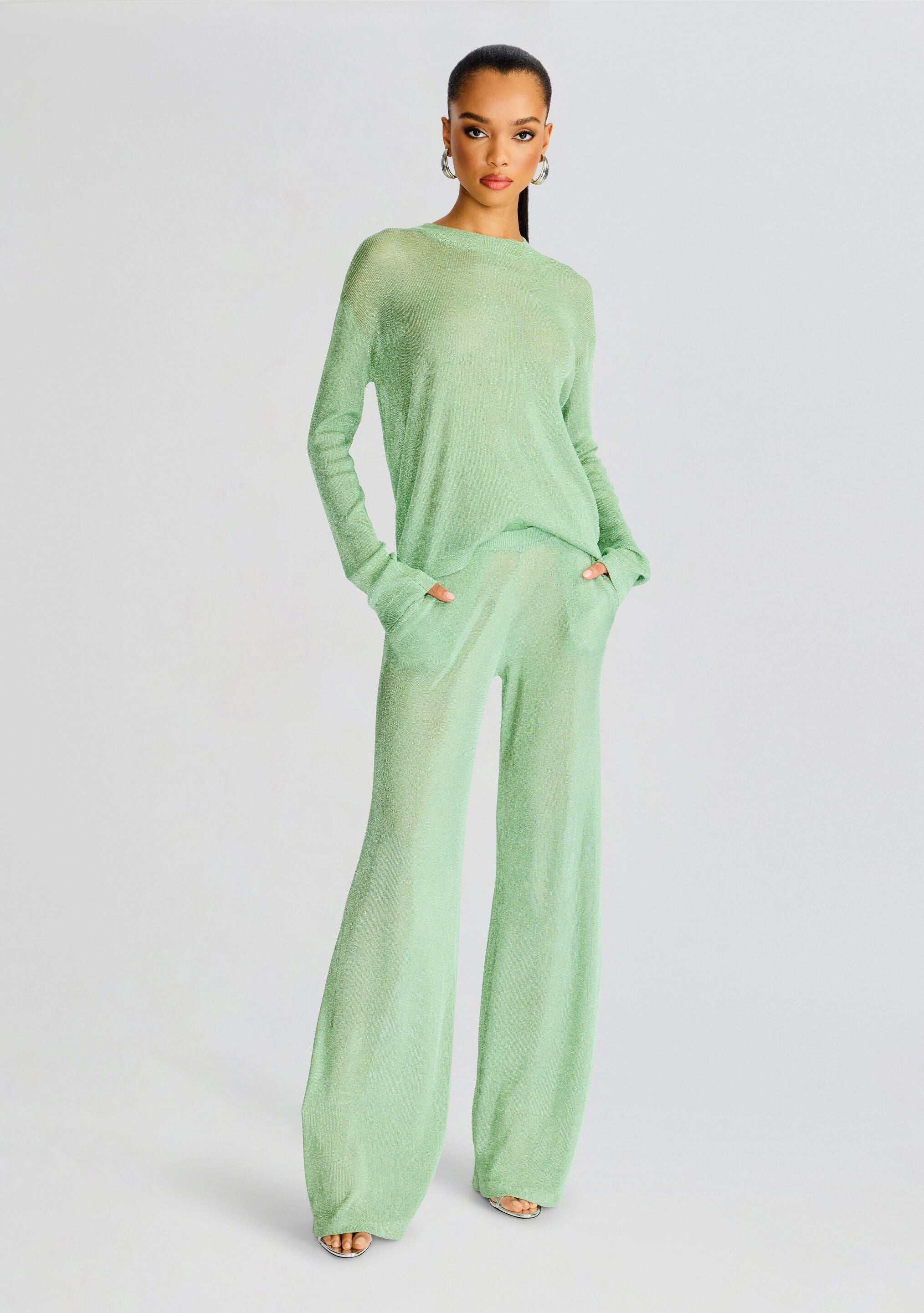 Sheldon Metallic Knit Pant-Stylulu