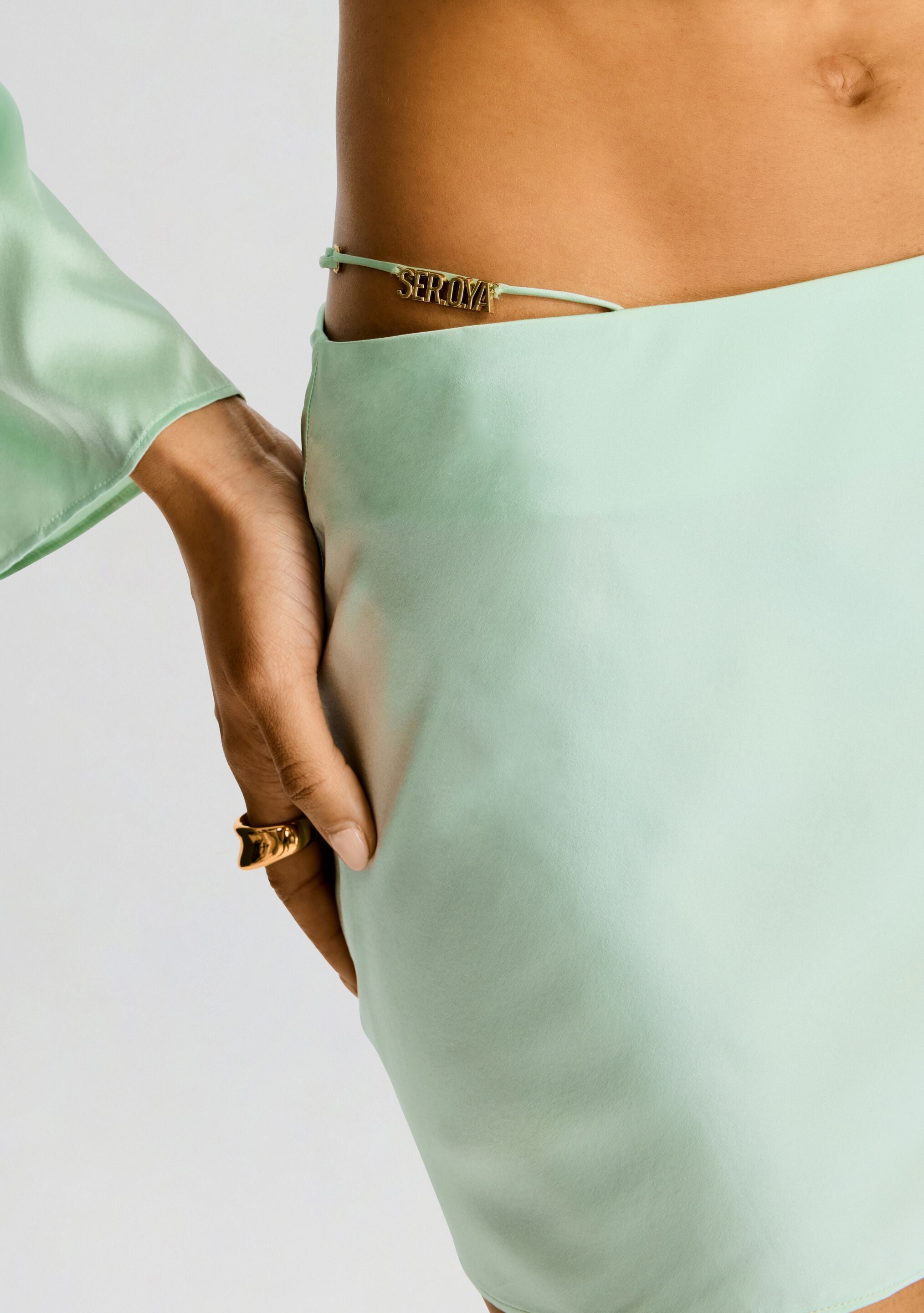 Sarra Silk Mini Skirt-Stylulu