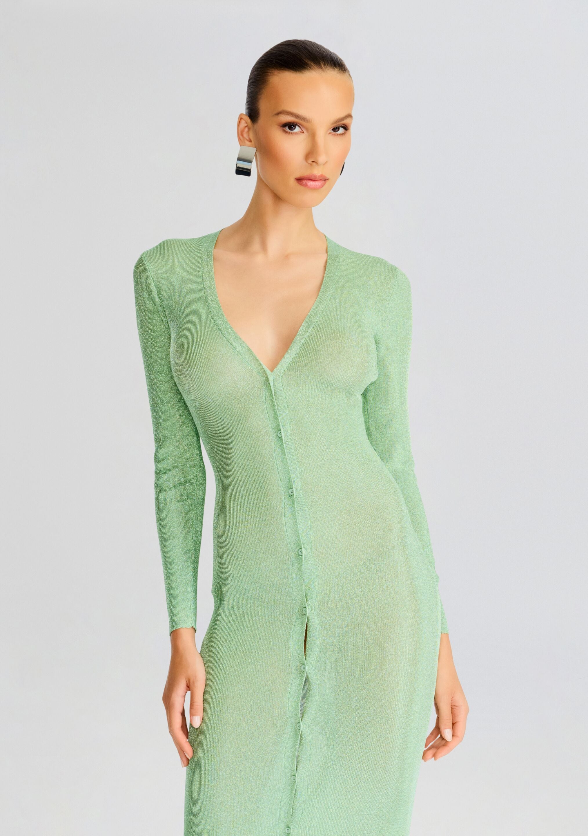 Phyllis Metallic Knit Cardigan-Stylulu