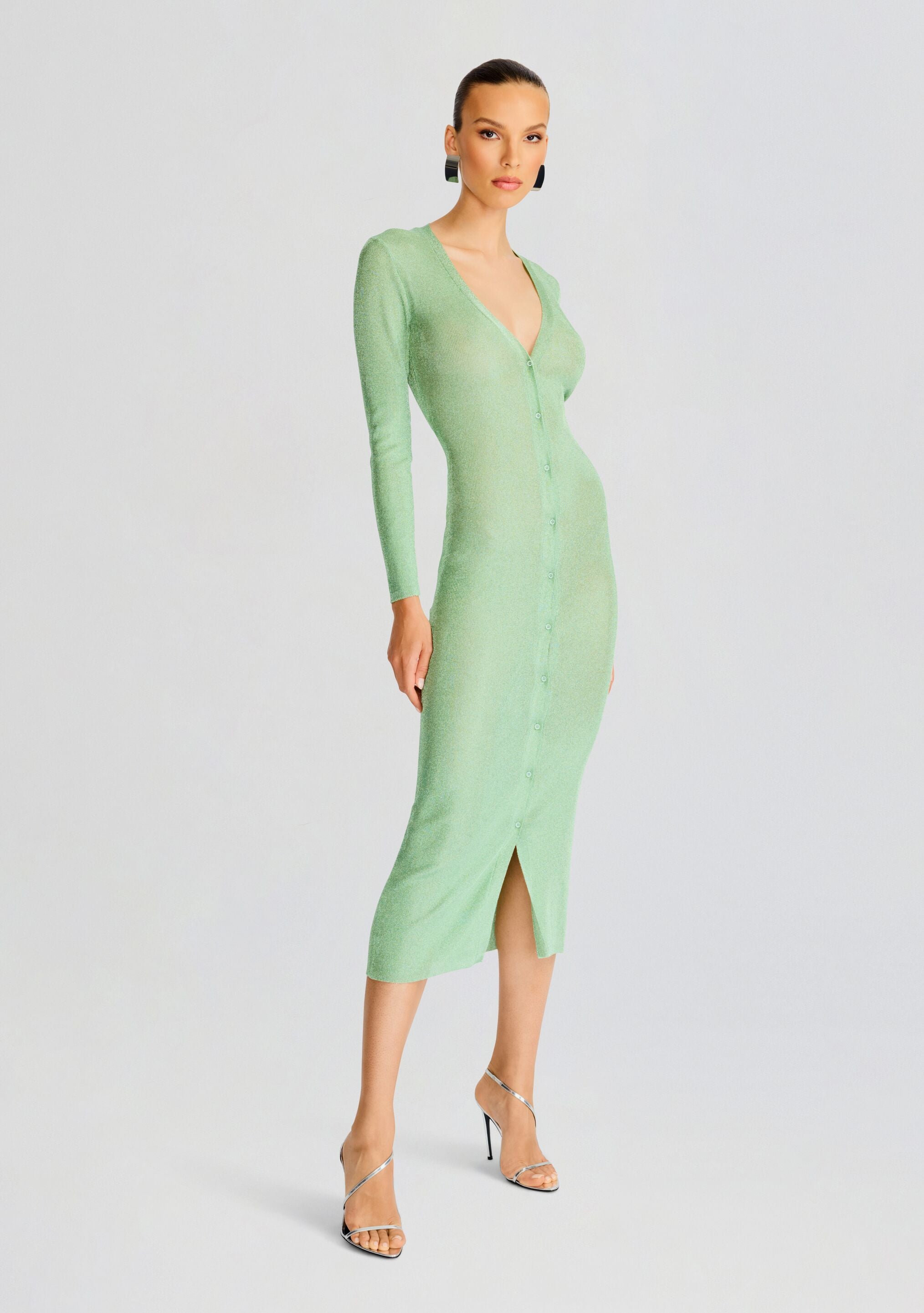 Phyllis Metallic Knit Cardigan-Stylulu