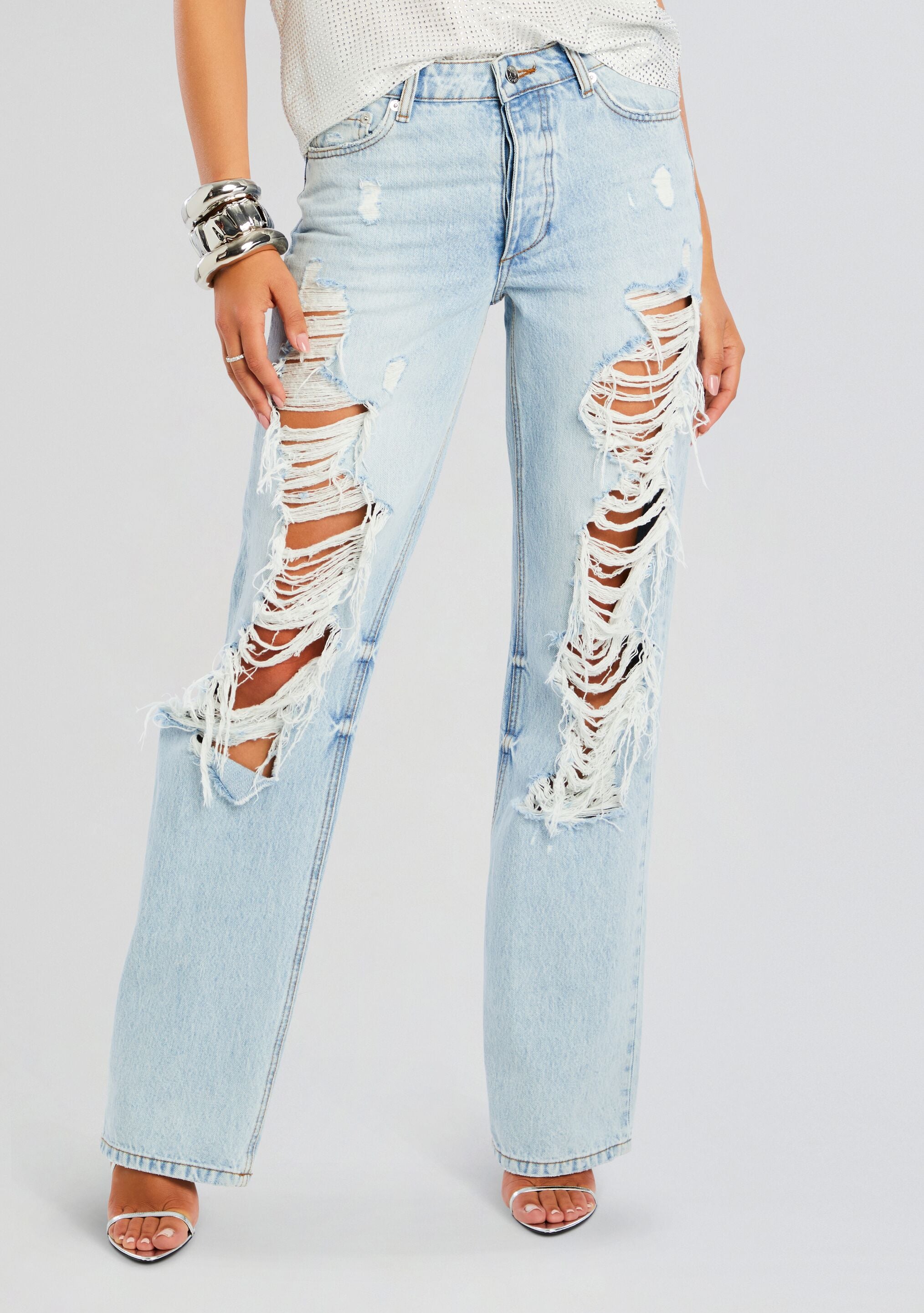 Sunny Mid Rise Distressed Boyfriend Jean-Stylulu
