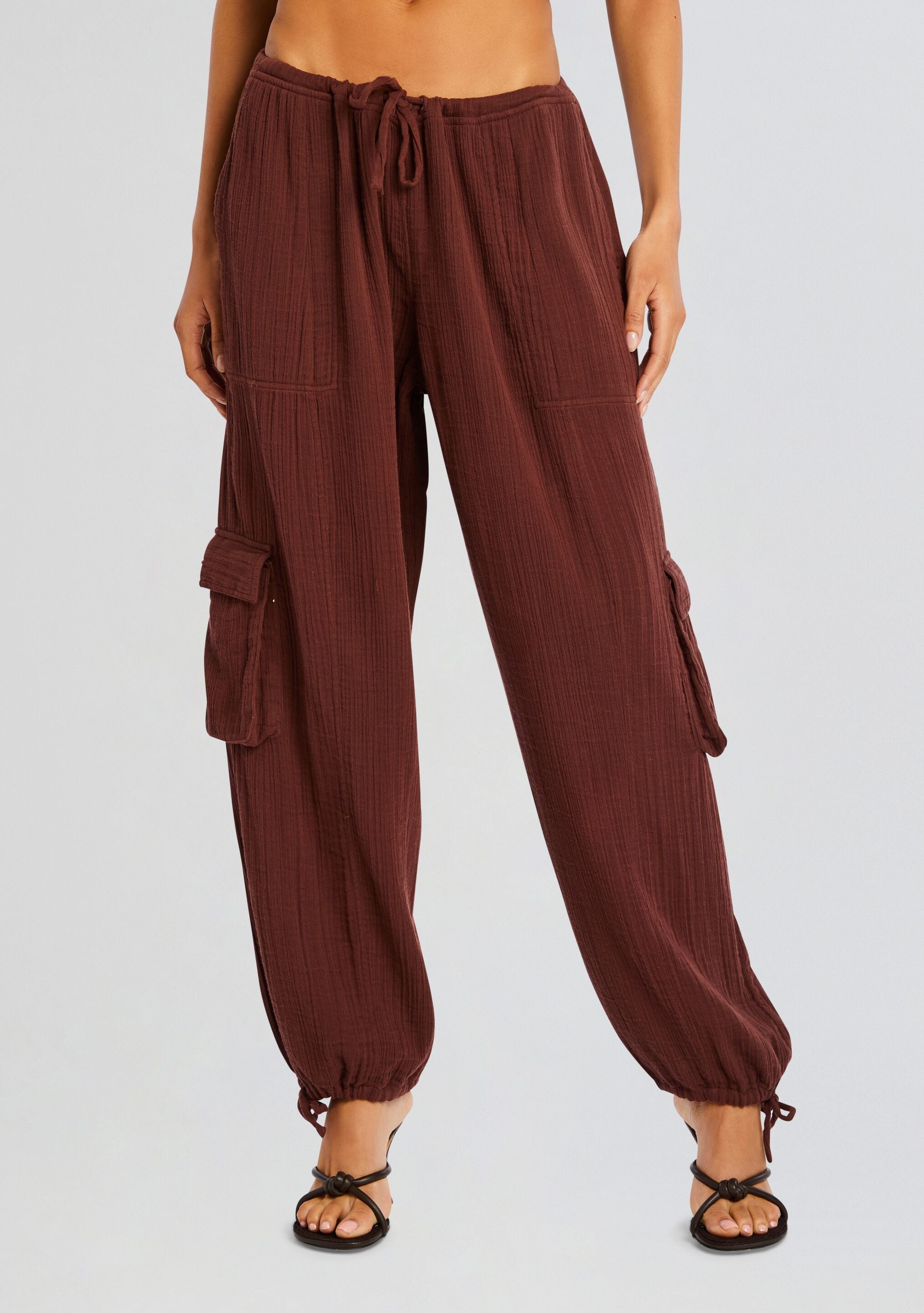 Zira Gauze Cargo Pant-Stylulu
