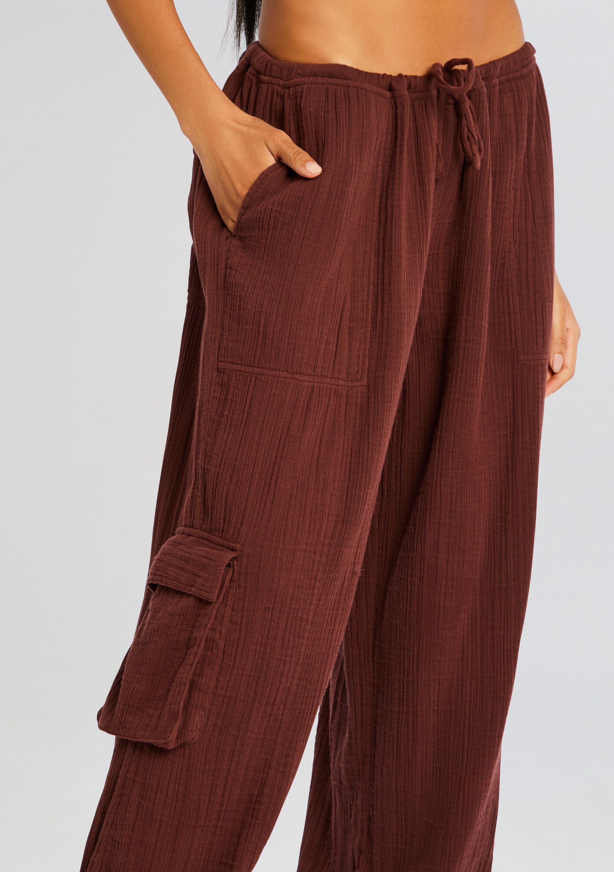 Zira Gauze Cargo Pant-Stylulu