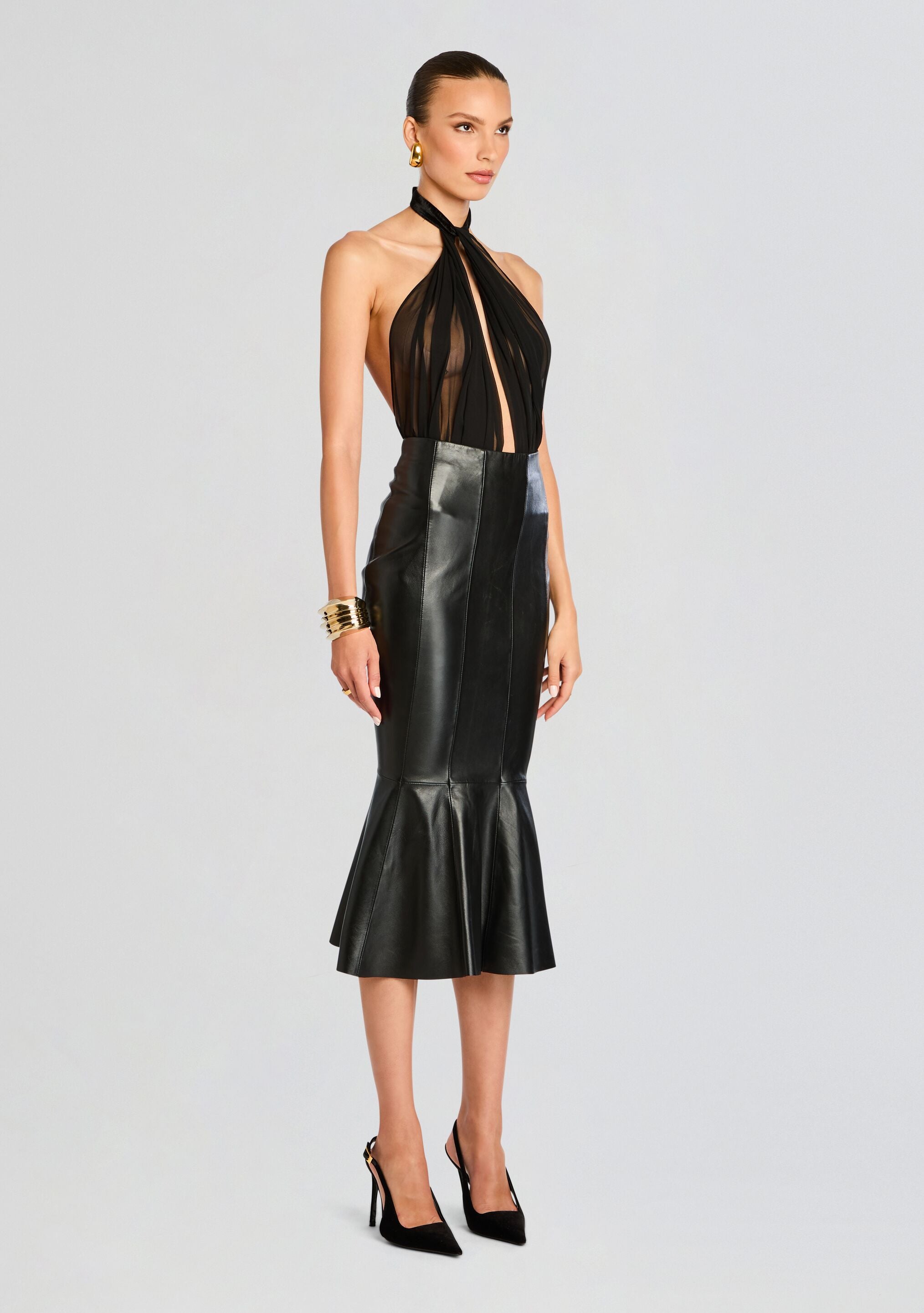 Cassander Leather Skirt-Stylulu