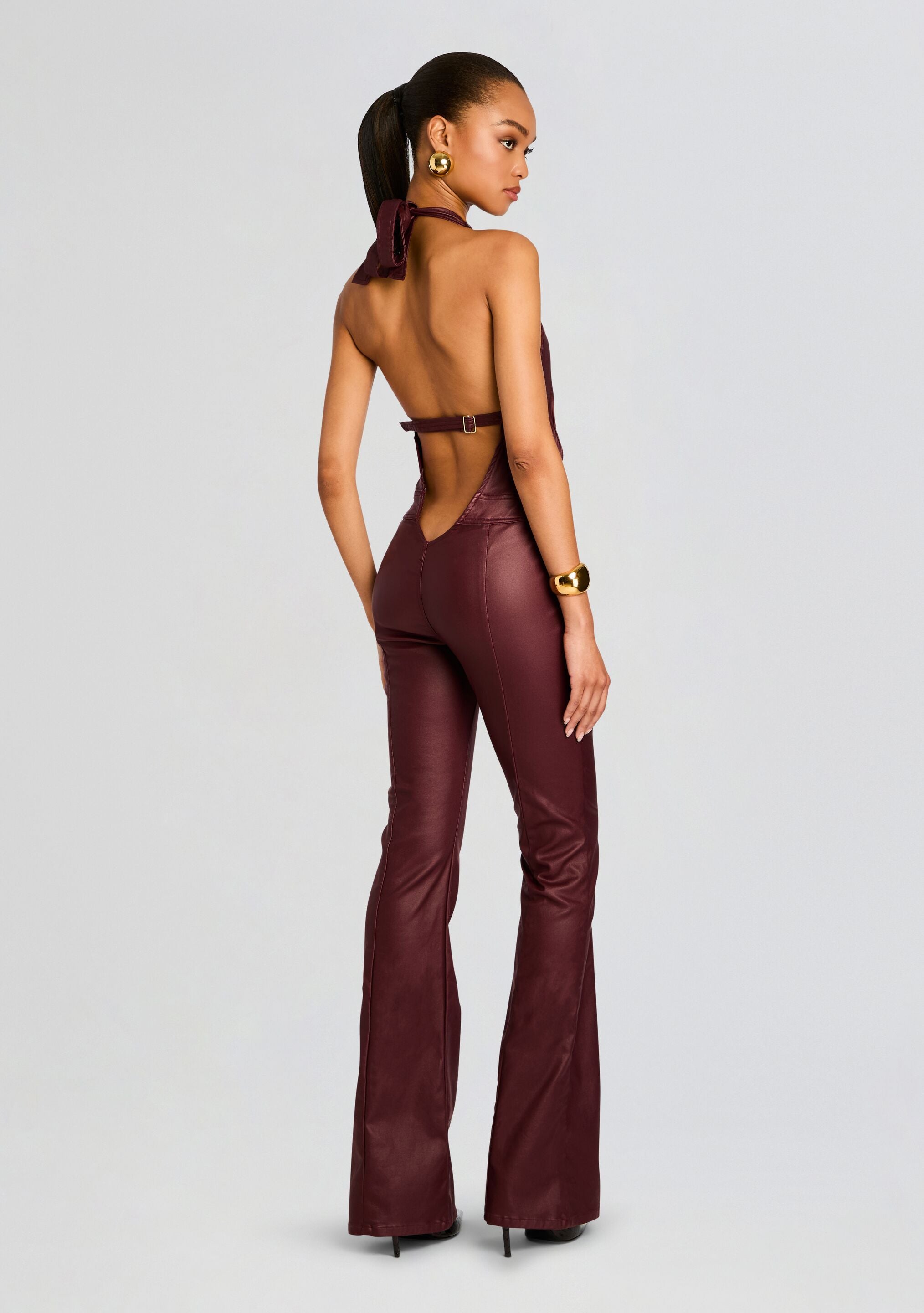 Cynthia Coated Denim Jumpsuit-Stylulu