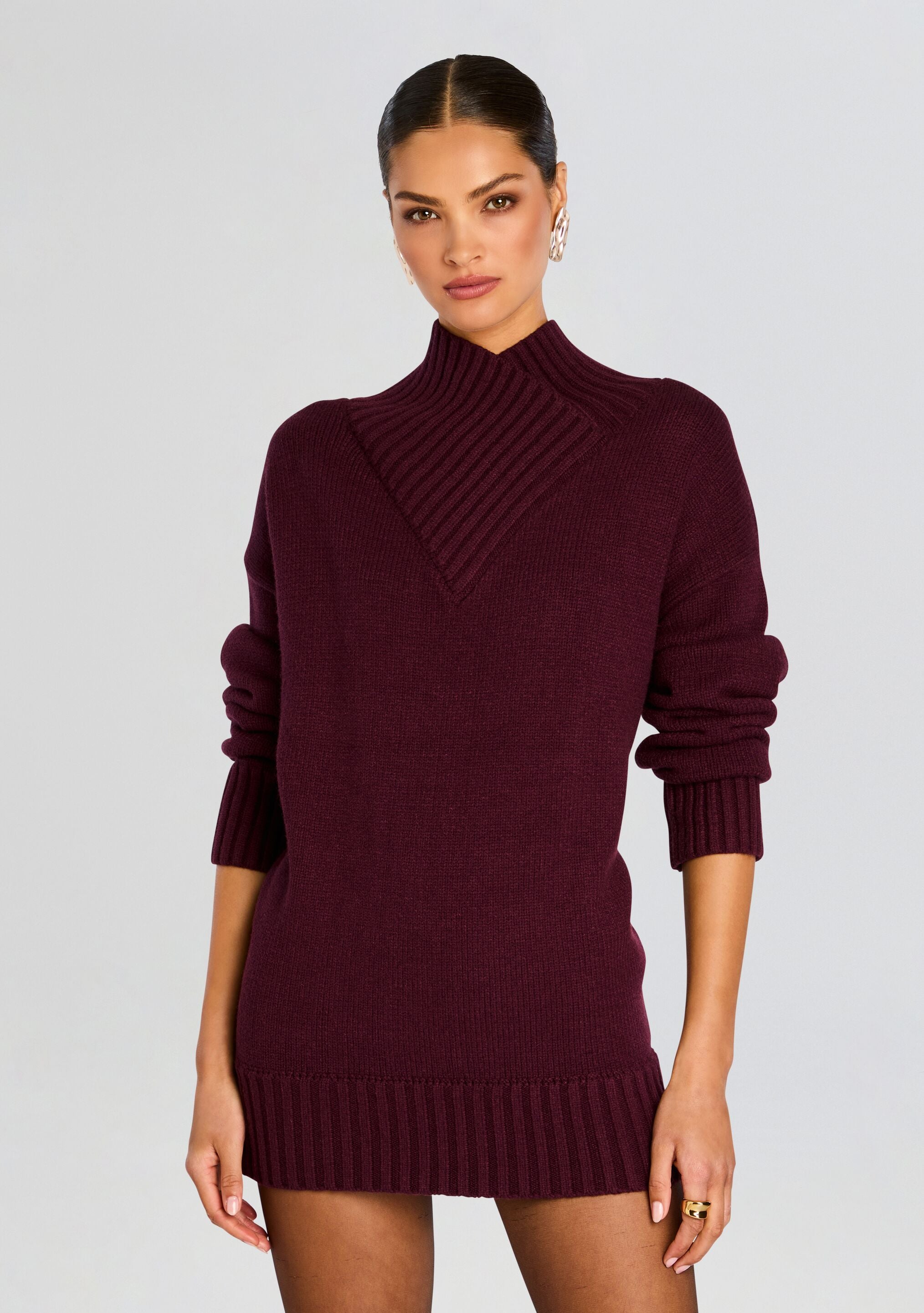 Dessa Chunky Knit Sweater Dress-Stylulu