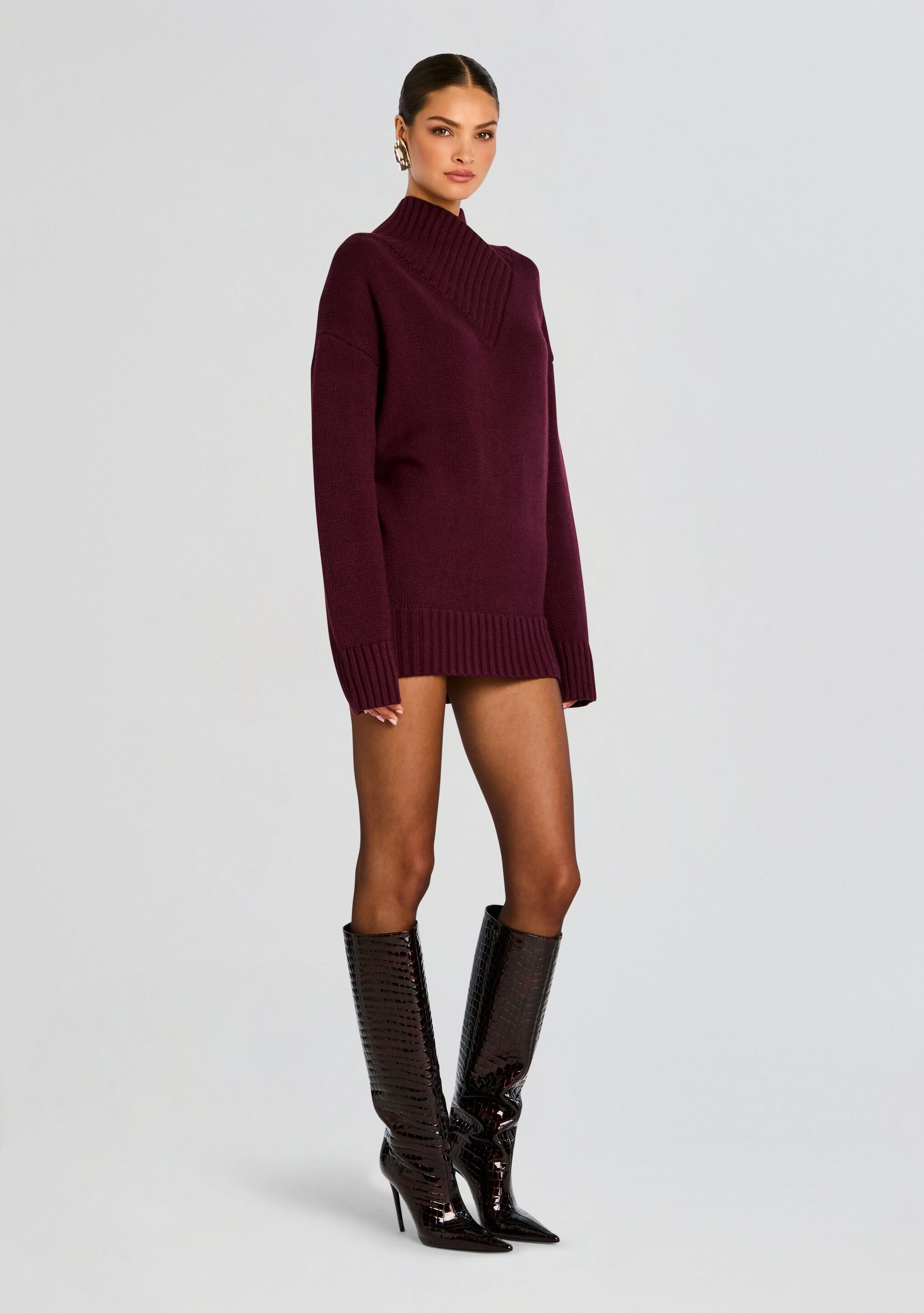 Dessa Chunky Knit Sweater Dress-Stylulu