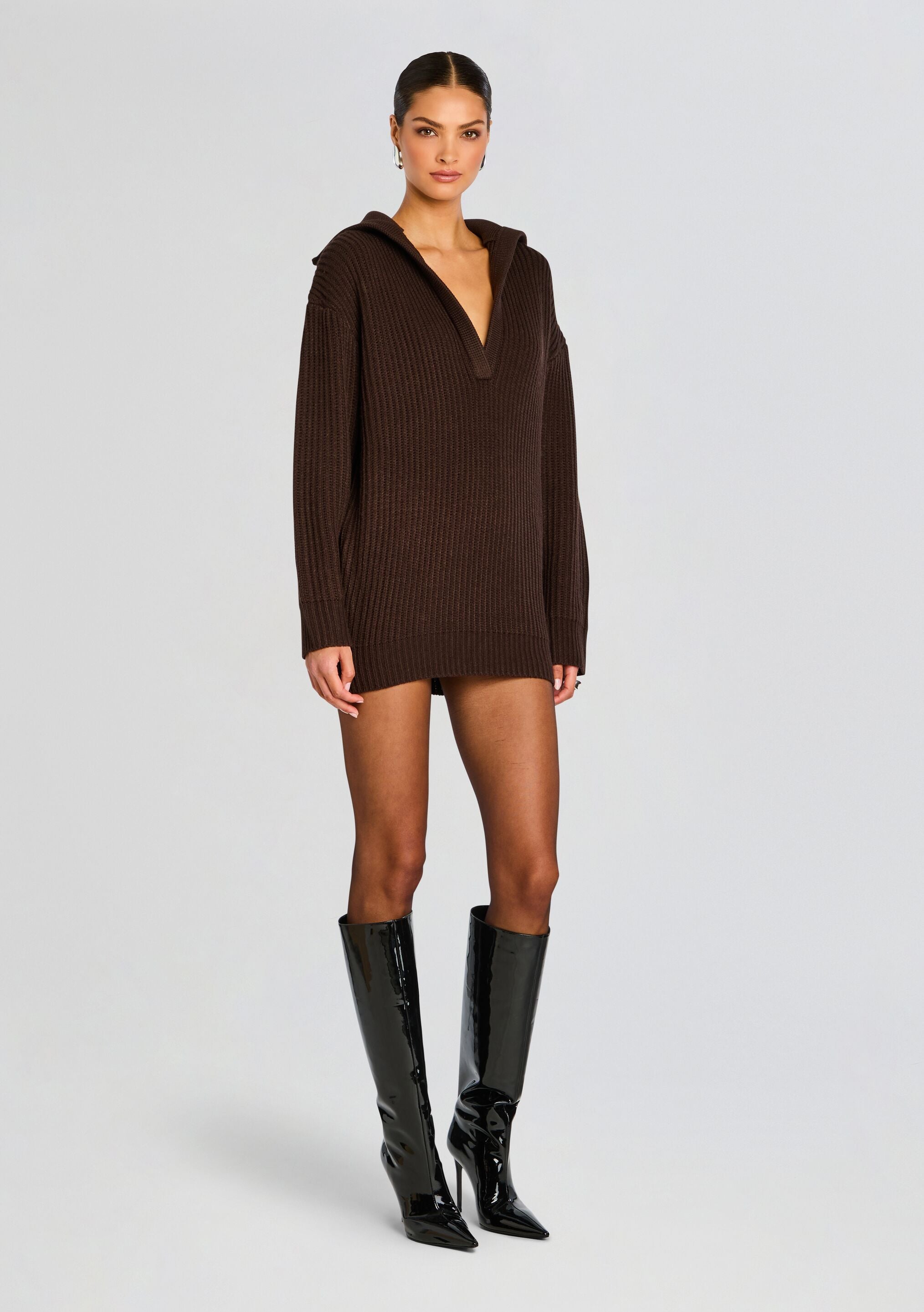 Shy Oversized Sweater Dress-Stylulu