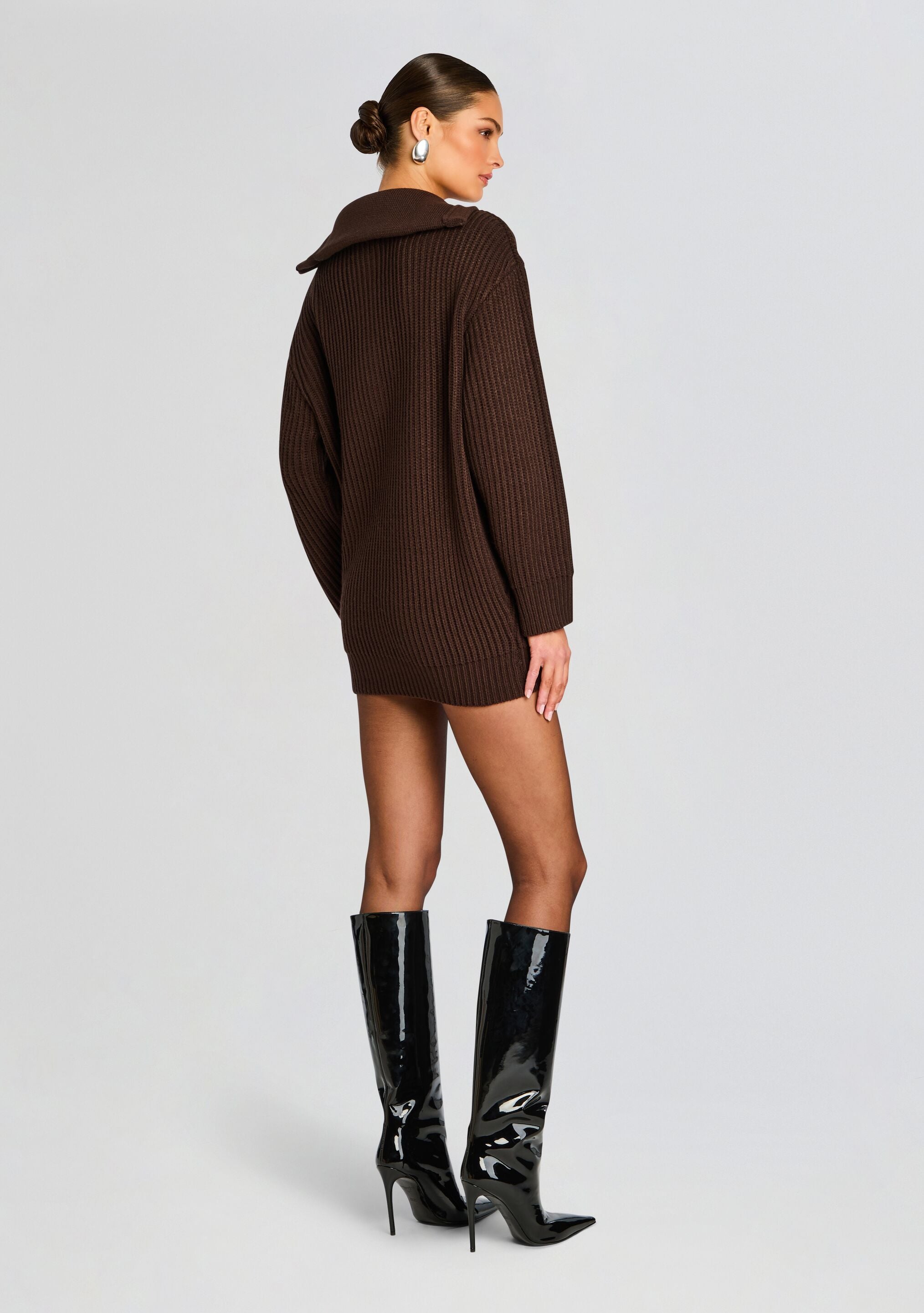 Shy Oversized Sweater Dress-Stylulu