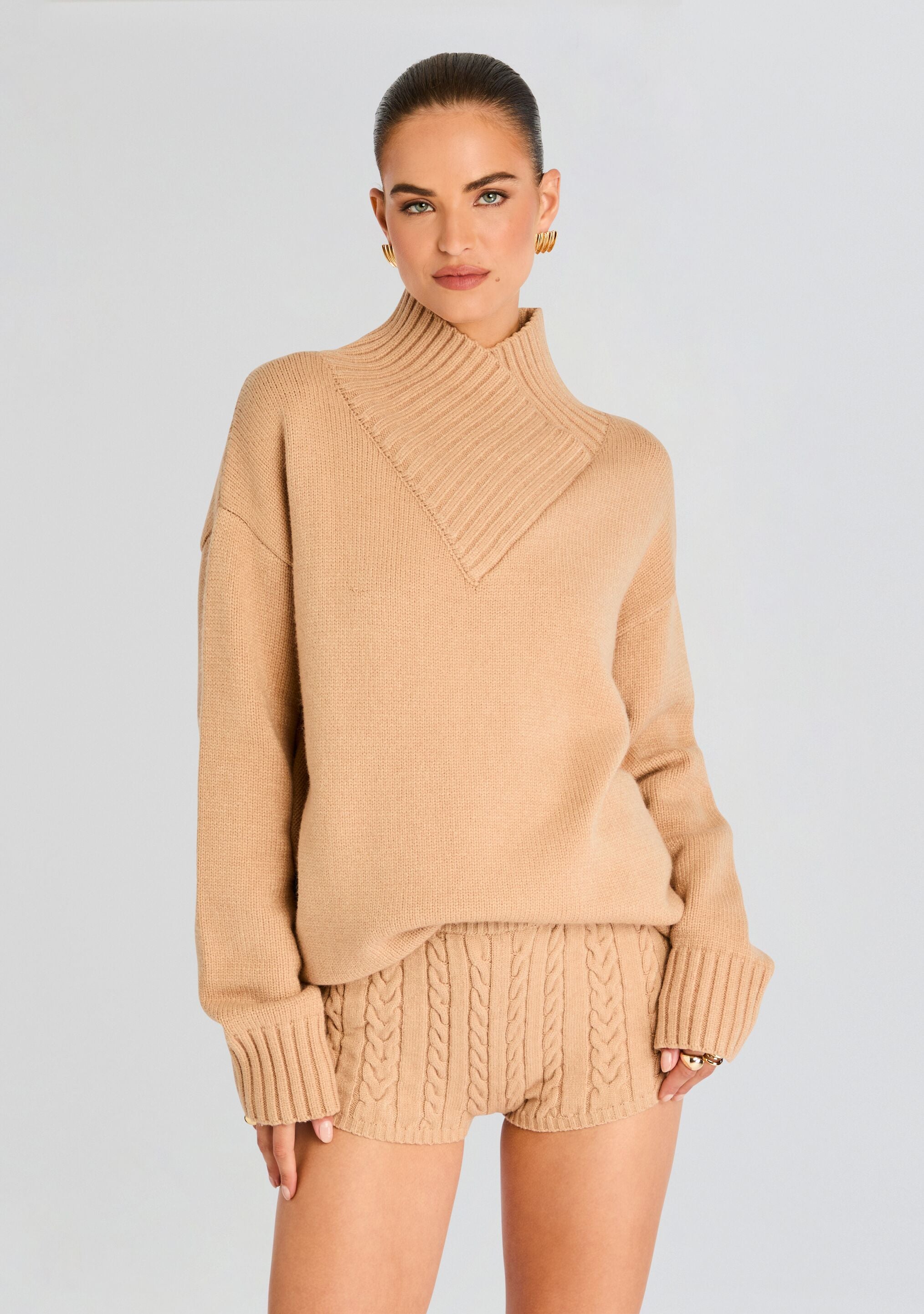 Dessa Chunky Knit Sweater Dress-Stylulu
