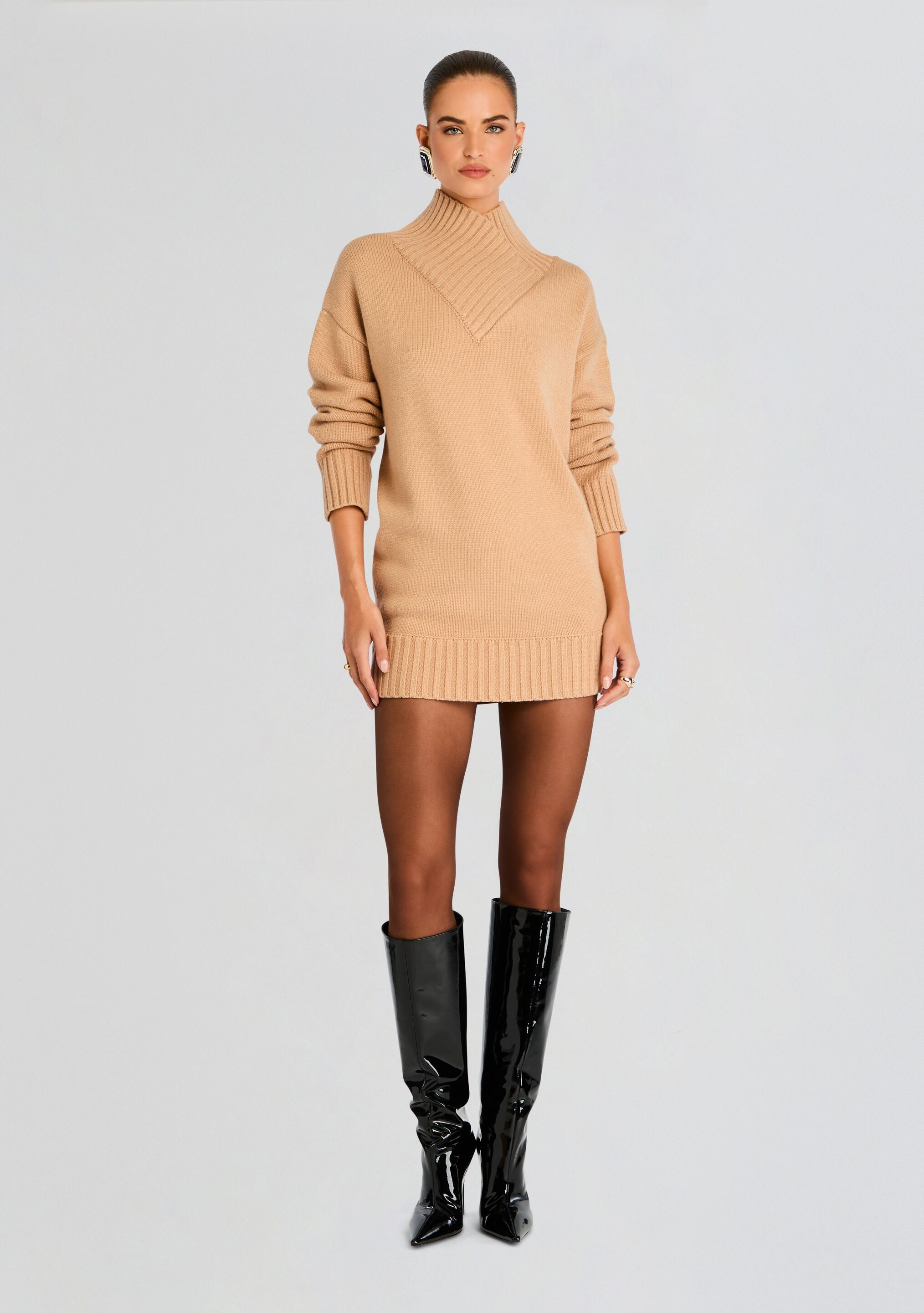 Dessa Chunky Knit Sweater Dress-Stylulu