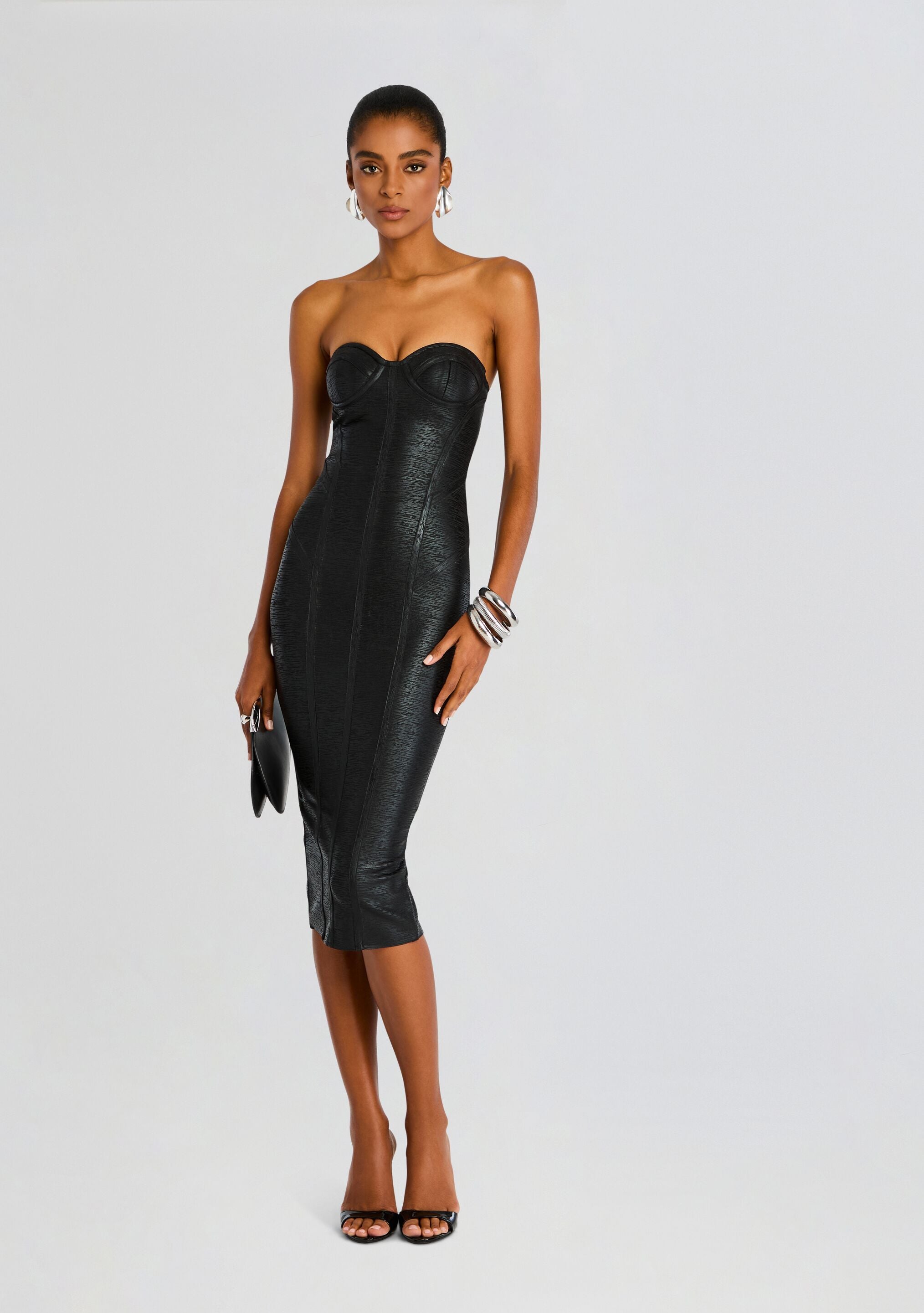 Charlize Coated Knit Dress-Stylulu