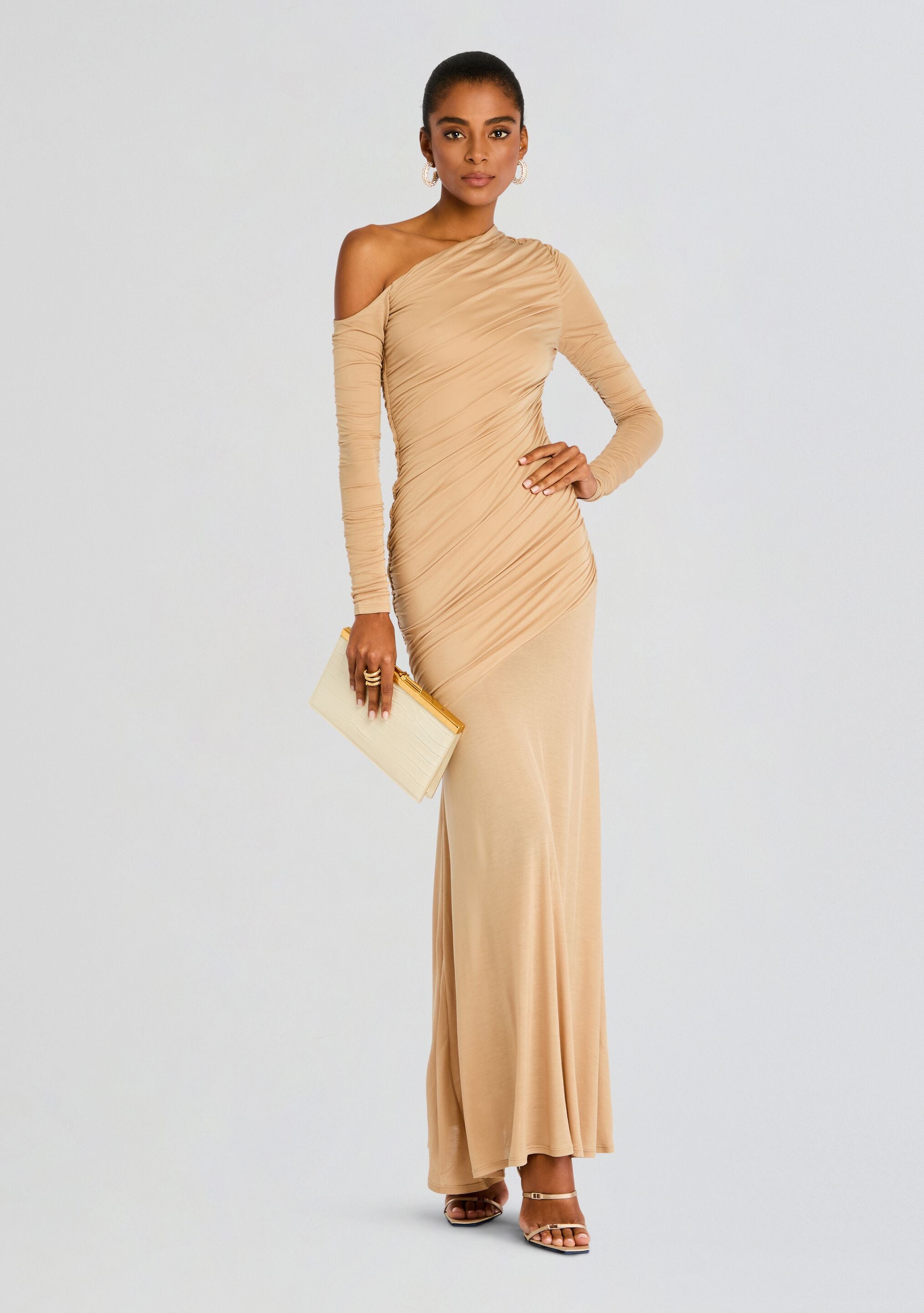 Persephone Ruched Maxi Dress-Stylulu