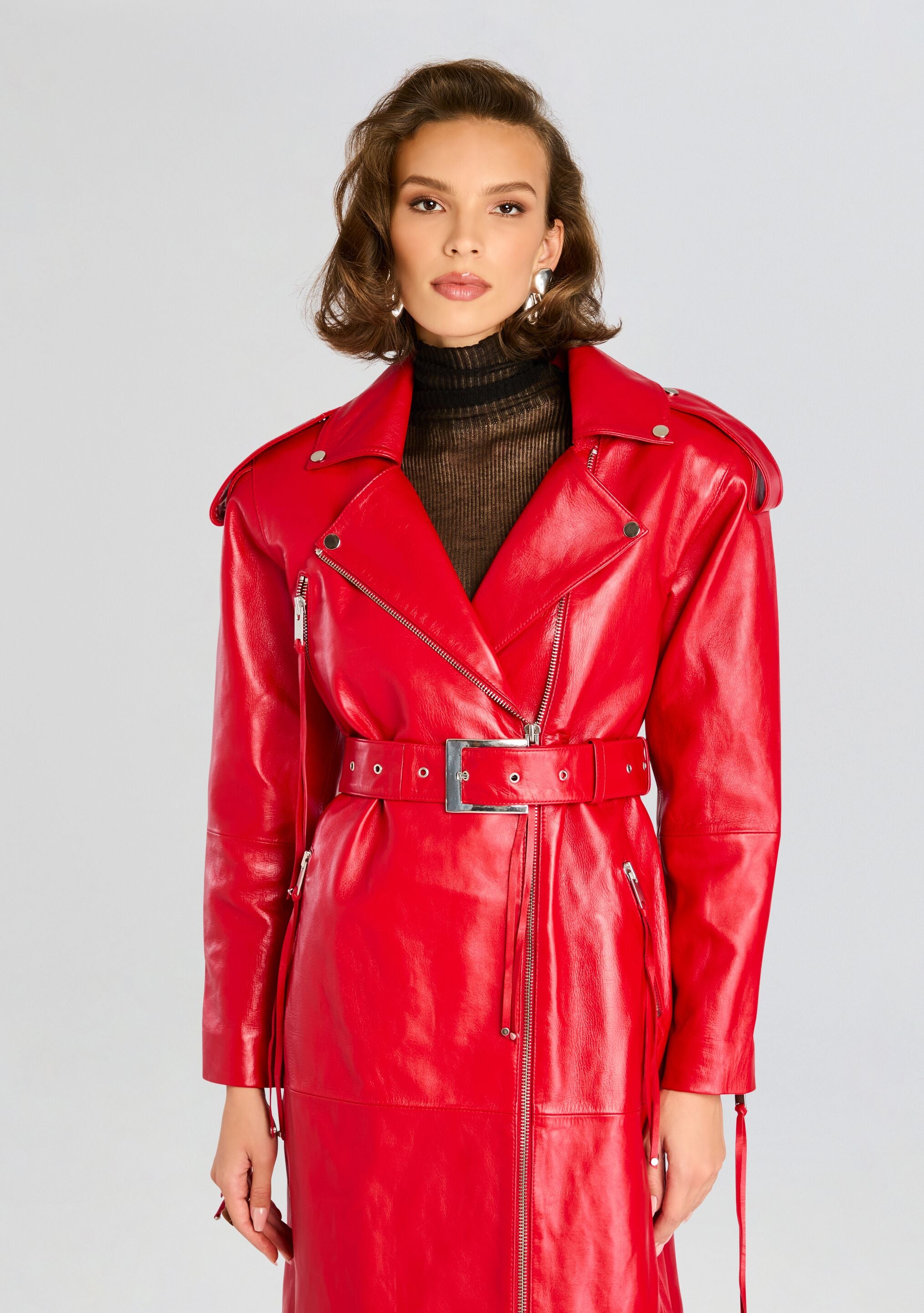 Knightley Leather Trench Coat-Stylulu