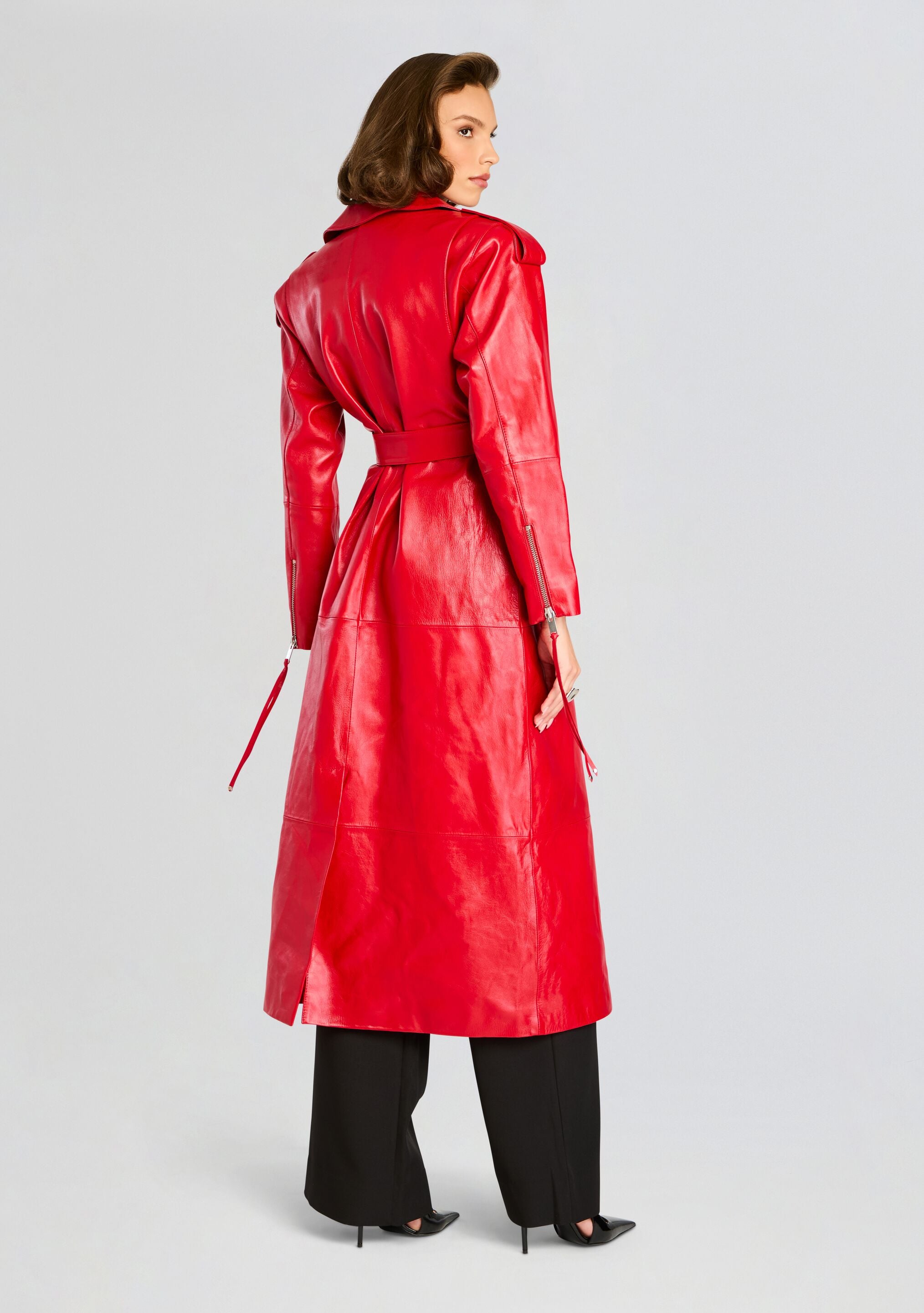 Knightley Leather Trench Coat-Stylulu