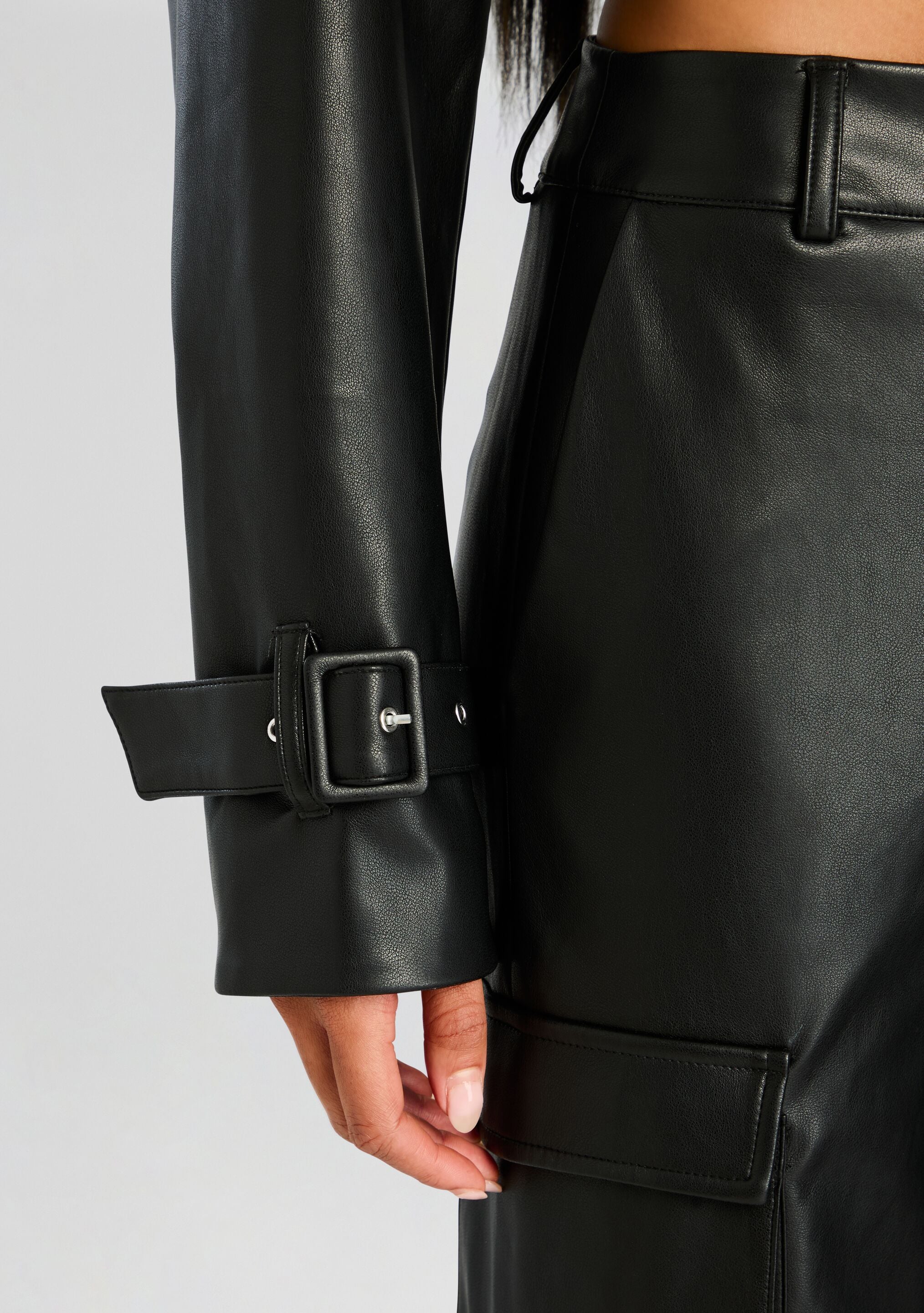 Koda Vegan Leather Cropped Trench-Stylulu