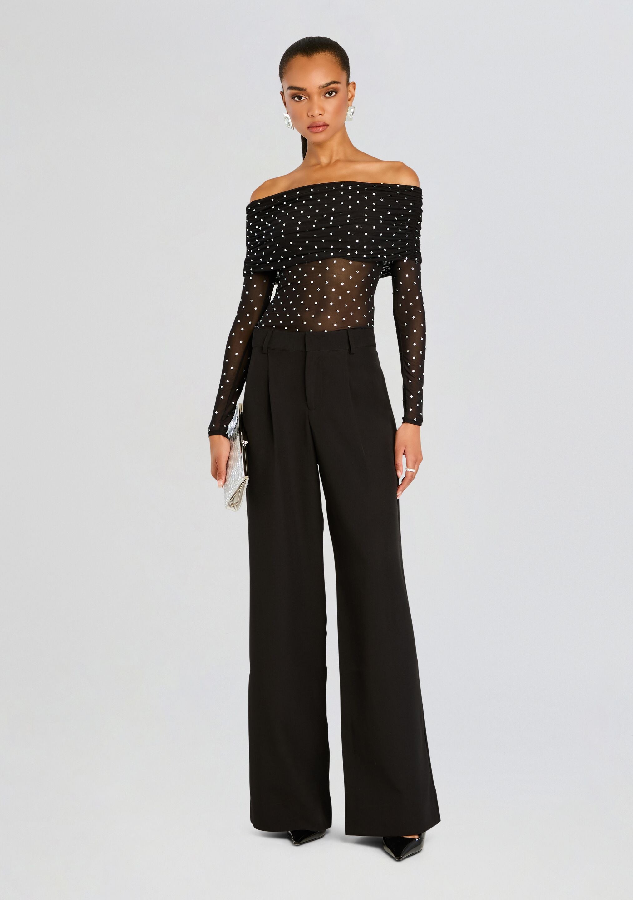 Oriana Embellished Mesh Top-Stylulu