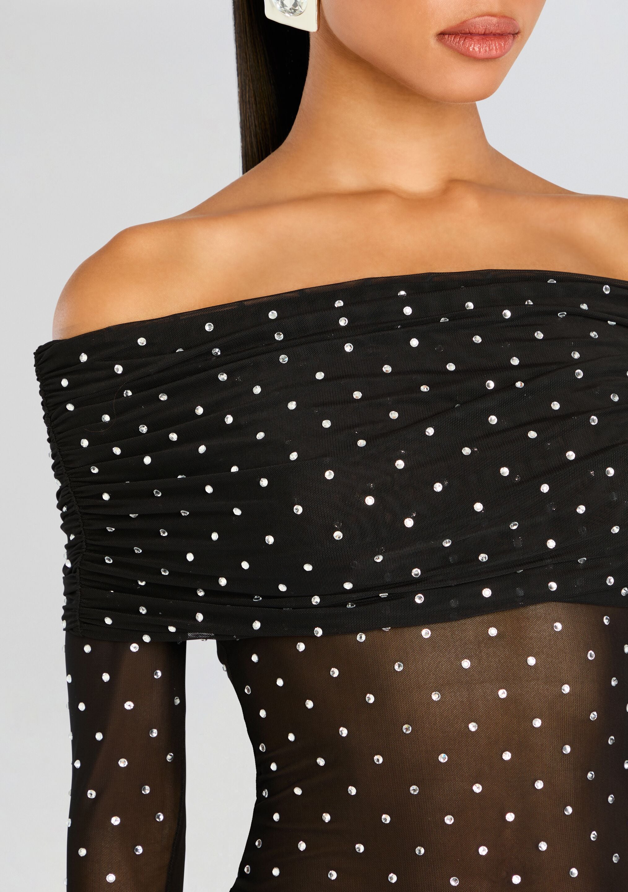 Oriana Embellished Mesh Top-Stylulu