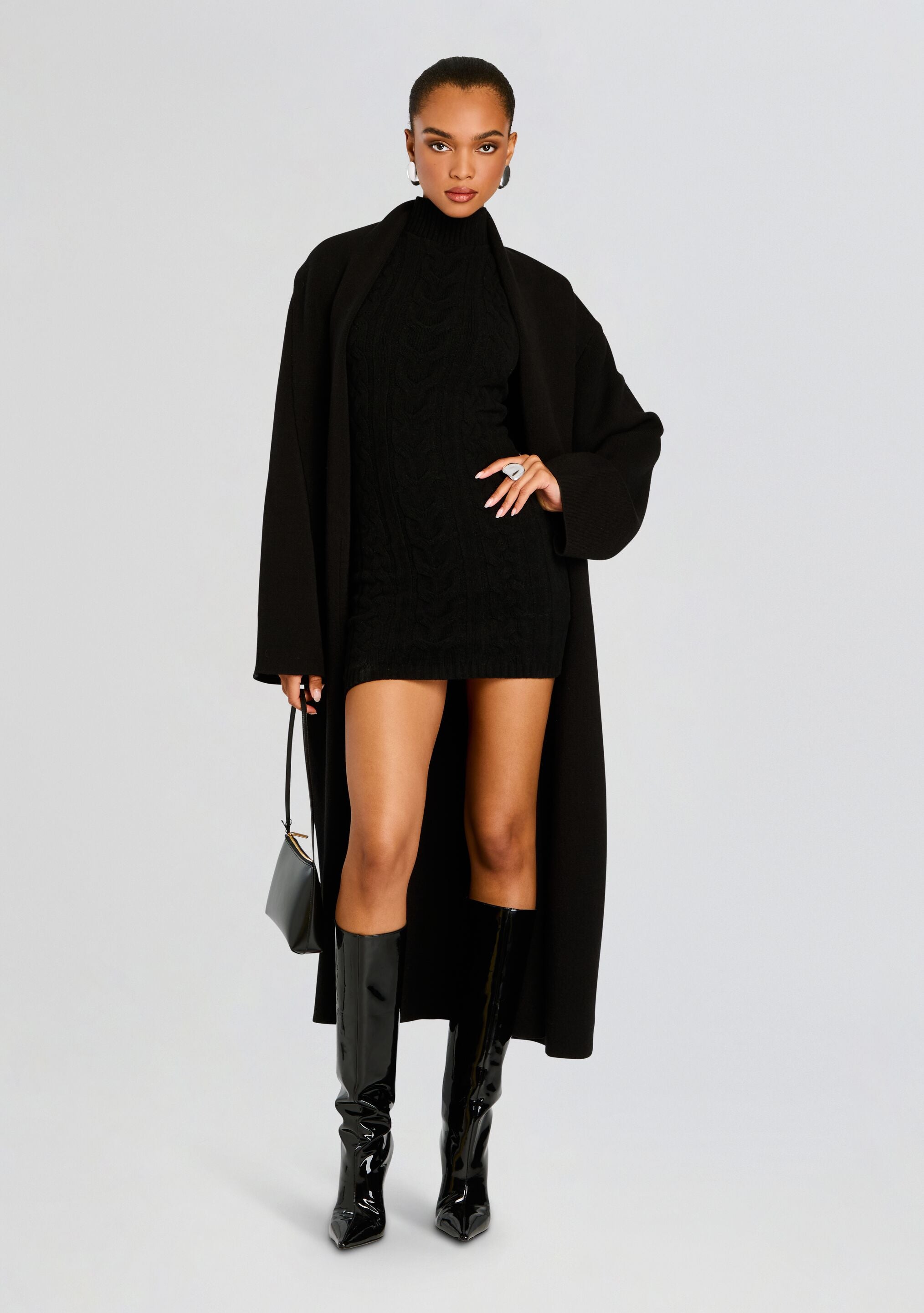 Julissa Cable Knit Mini Dress-Stylulu