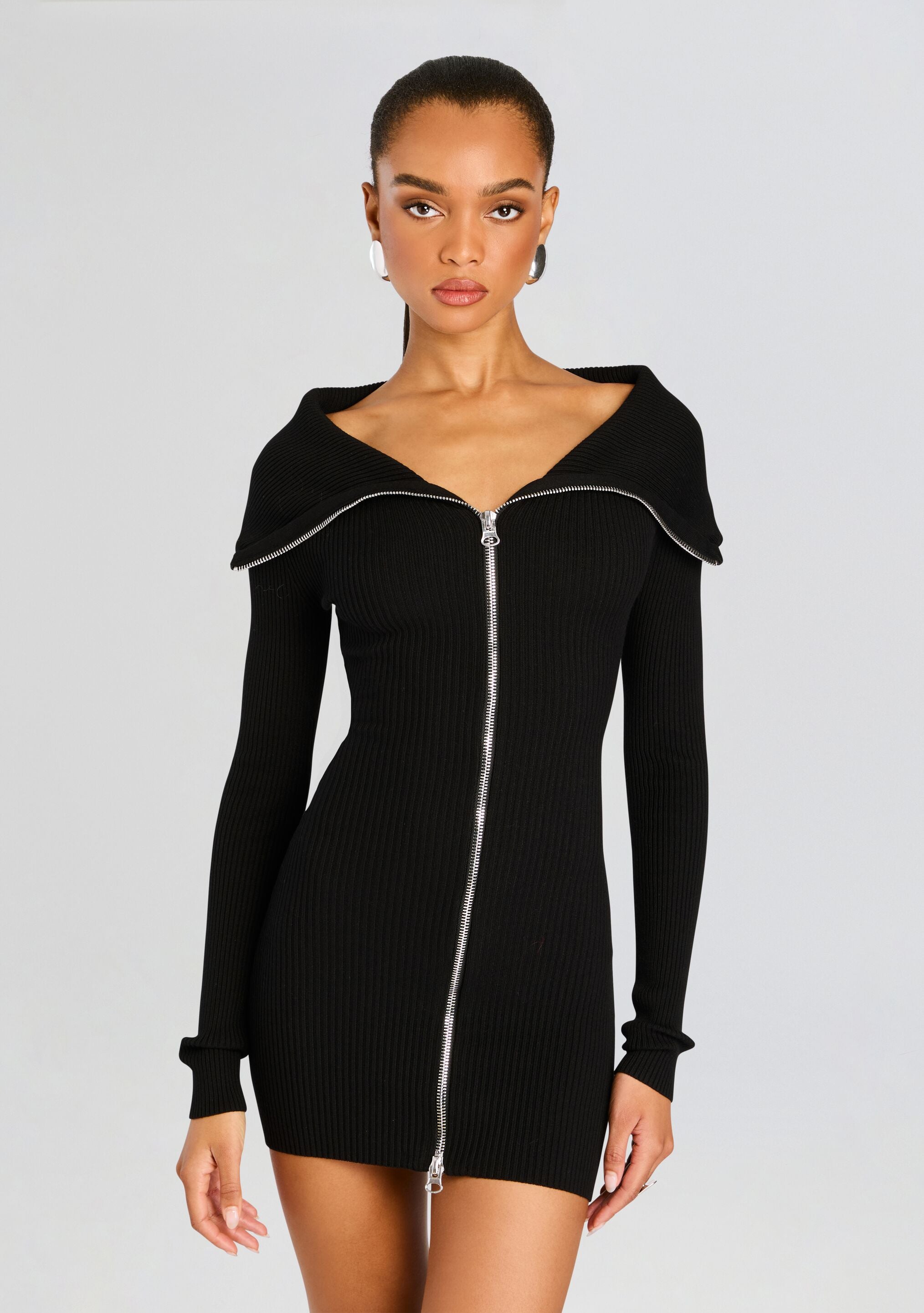 Vesper Off Shoulder Knit Mini Dress-Stylulu