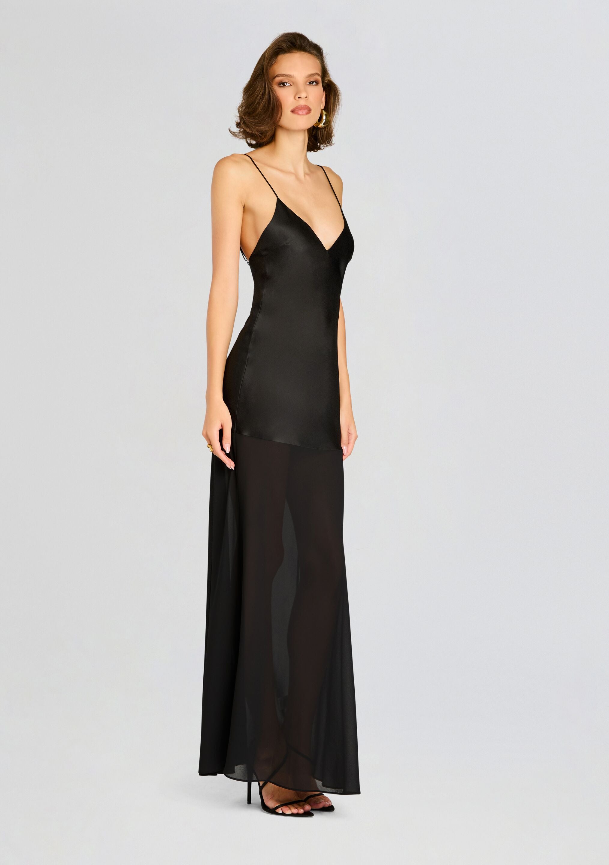 Vienna Satin Maxi Dress-Stylulu