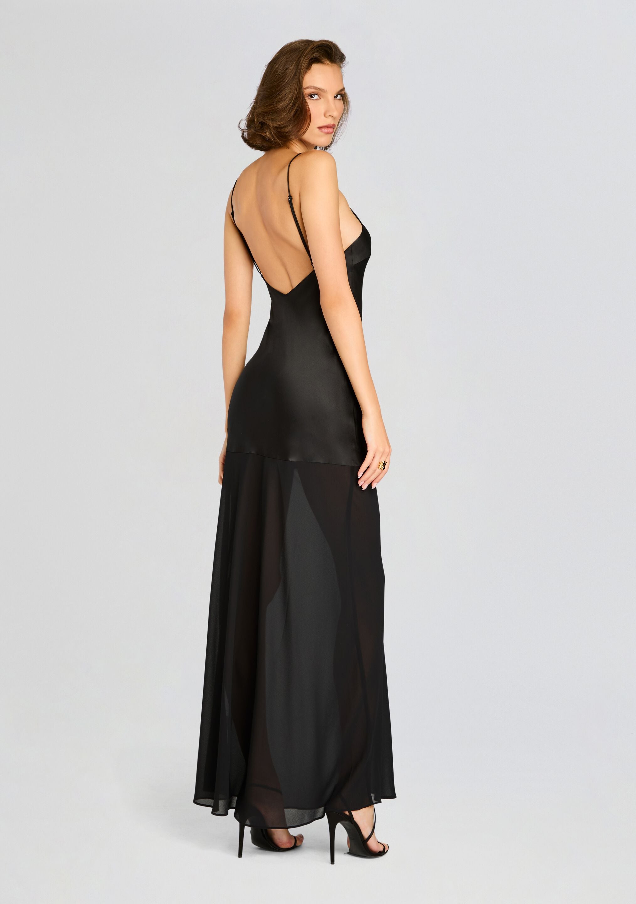 Vienna Satin Maxi Dress-Stylulu