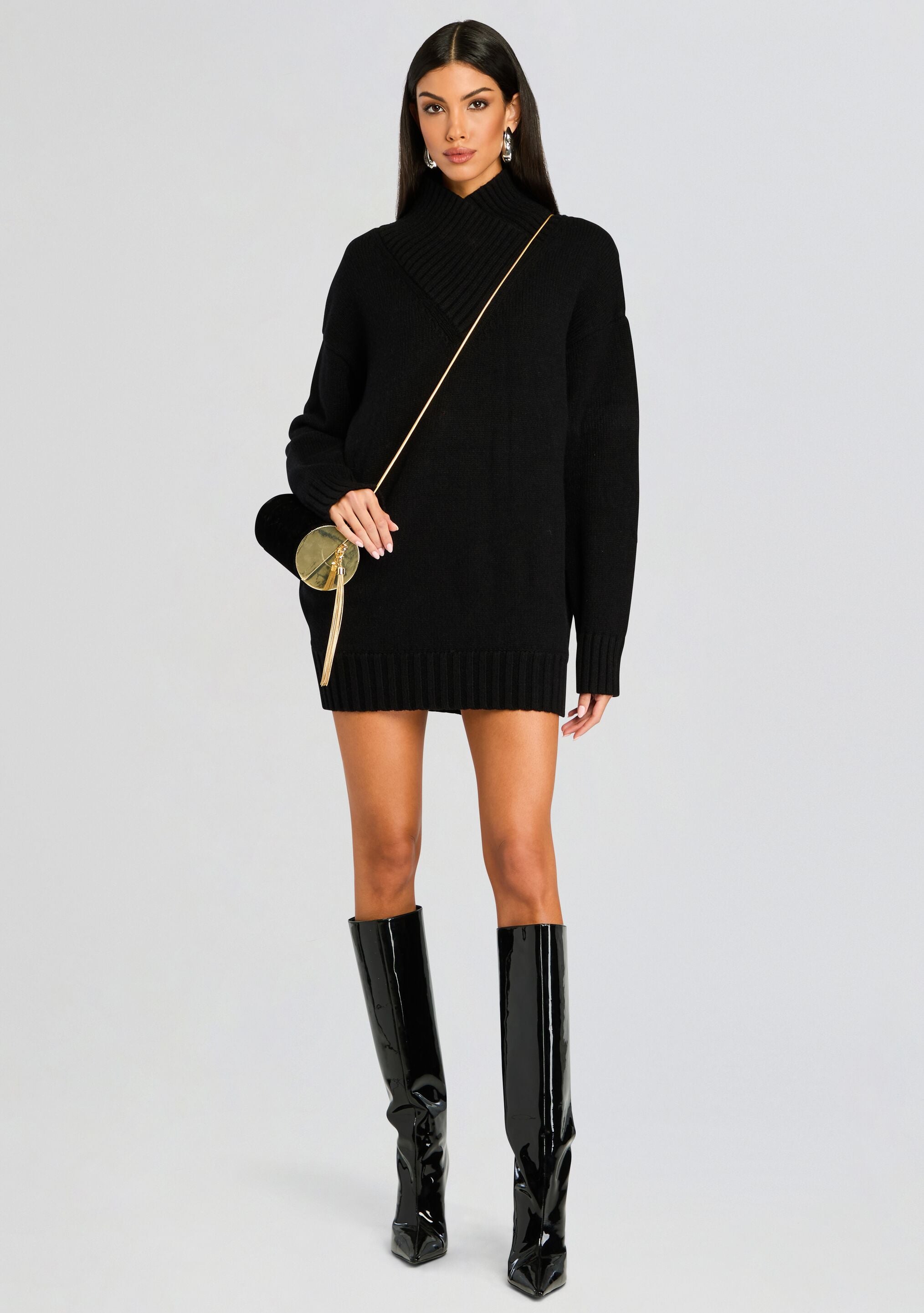 Dessa Chuny Knit Sweater Dress-Stylulu