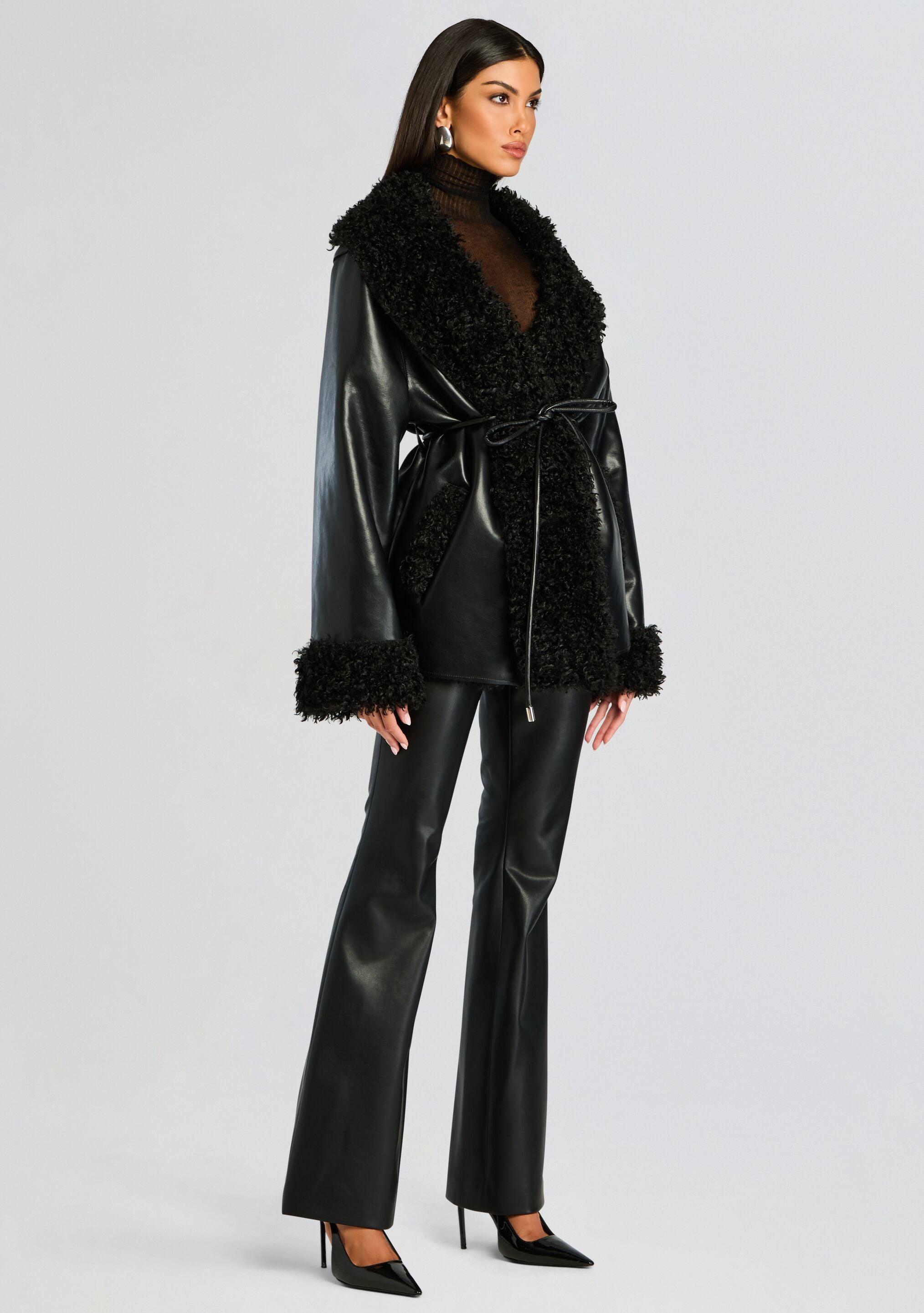 Roxanne Vegan Leather Coat-Stylulu