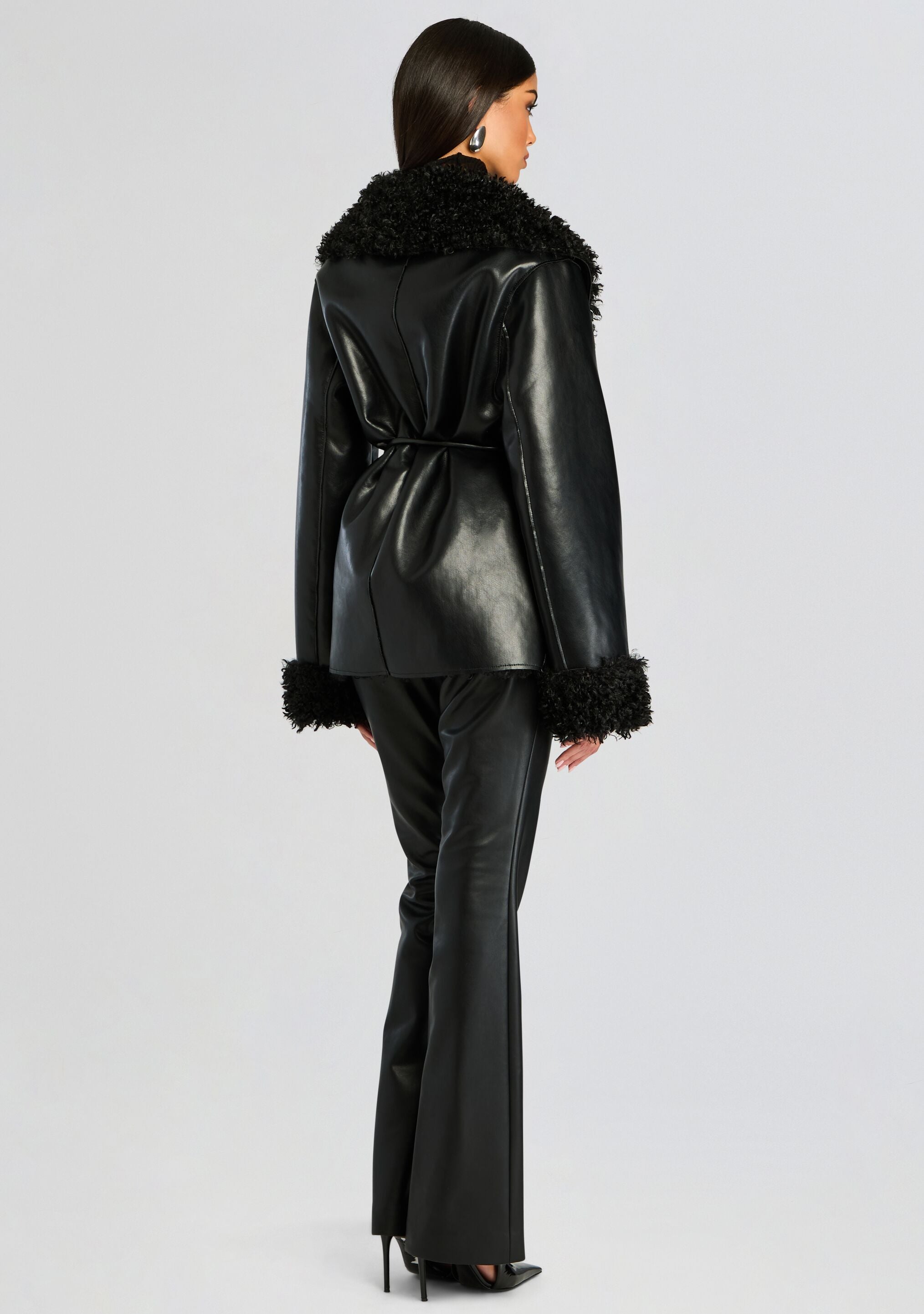 Roxanne Vegan Leather Coat-Stylulu