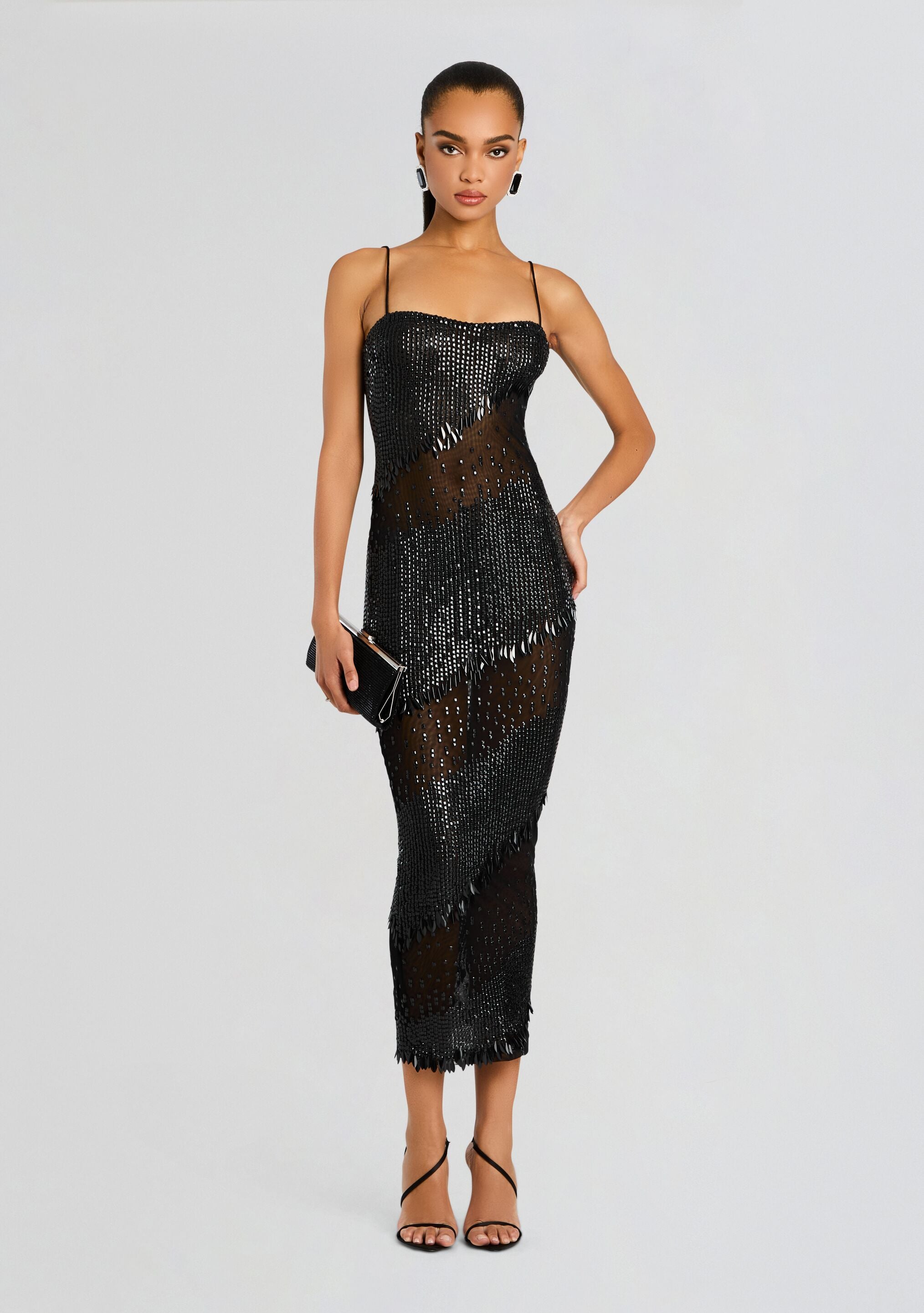 Carmine Embellished Dress-Stylulu