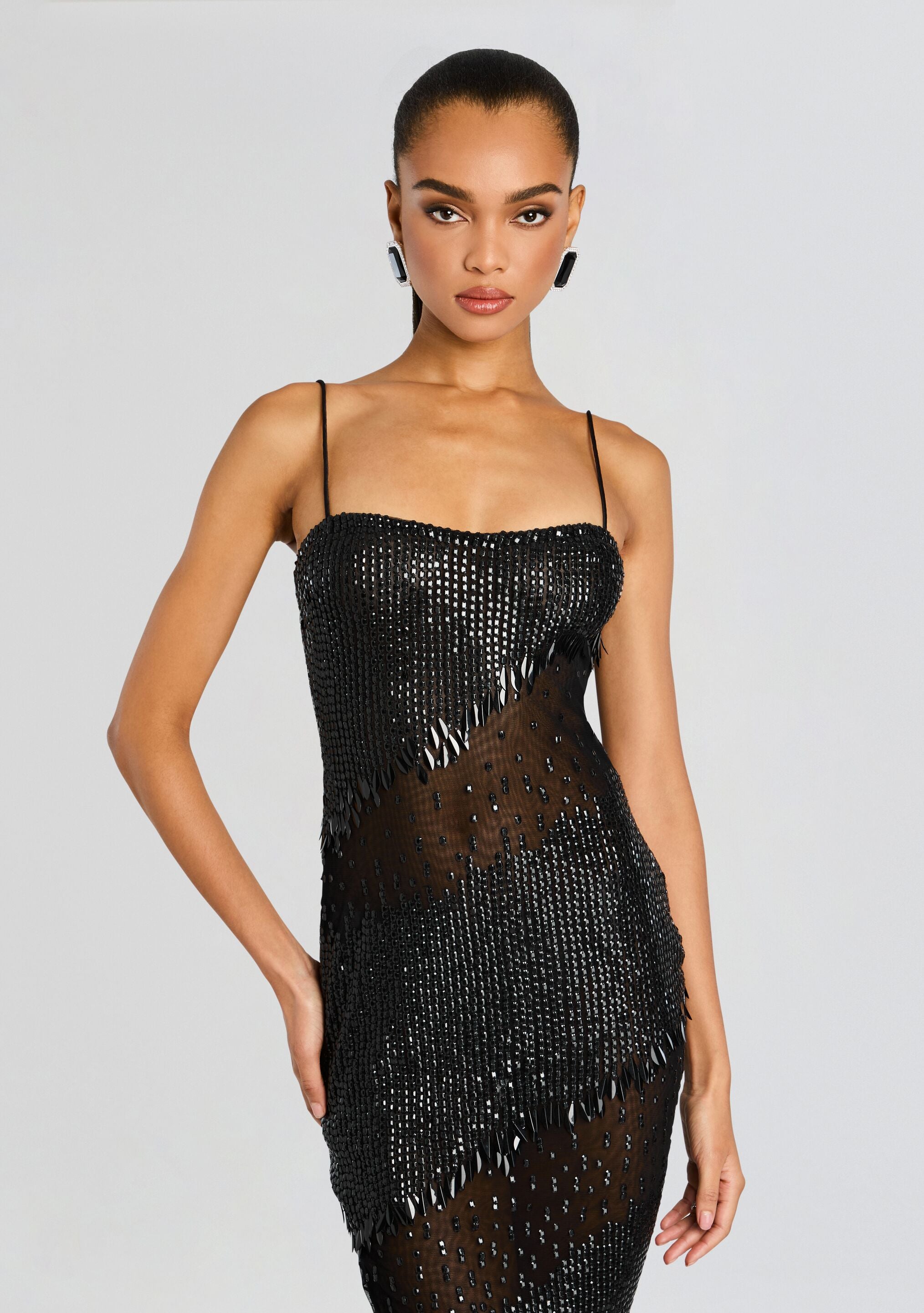 Carmine Embellished Dress-Stylulu