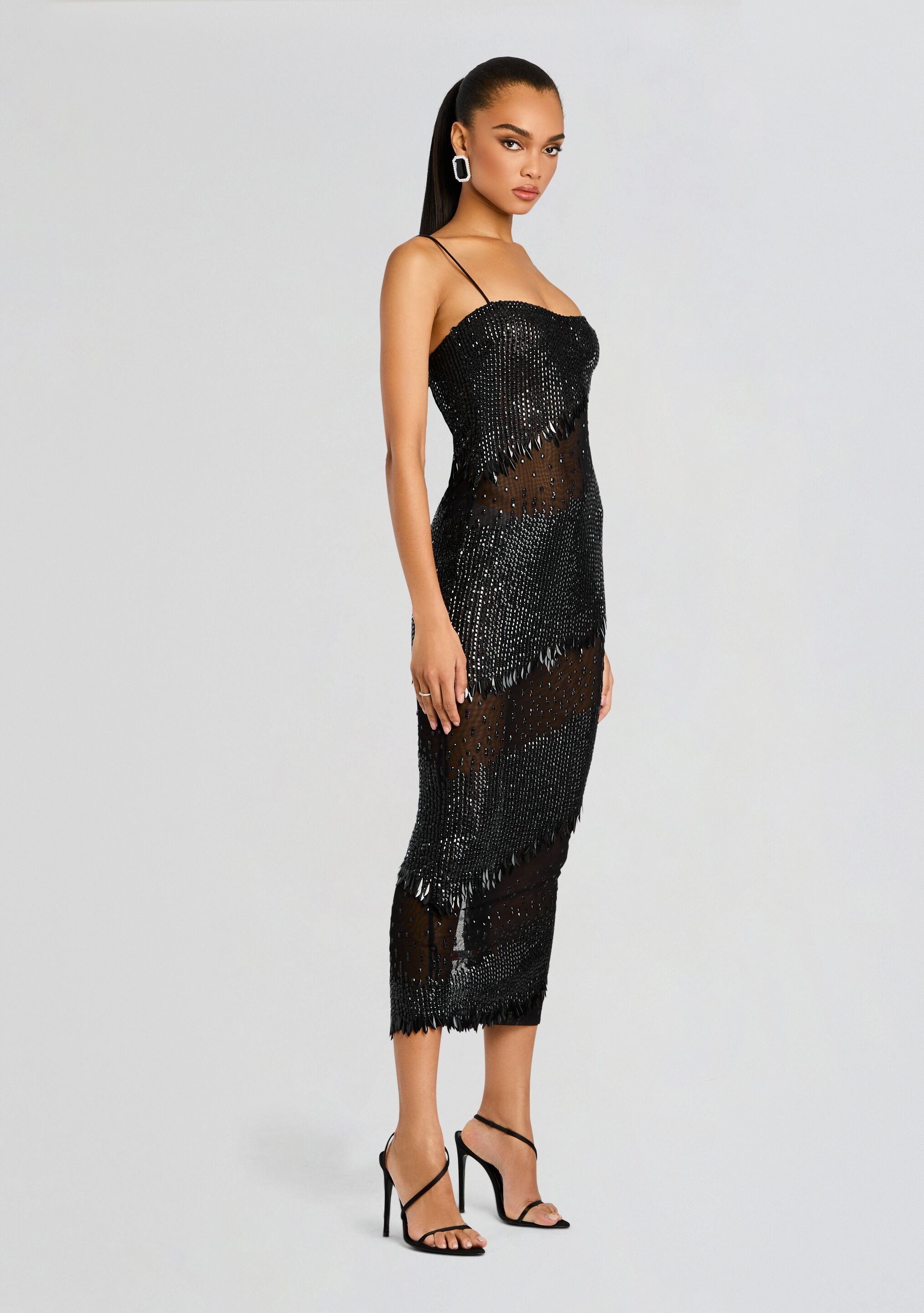 Carmine Embellished Dress-Stylulu