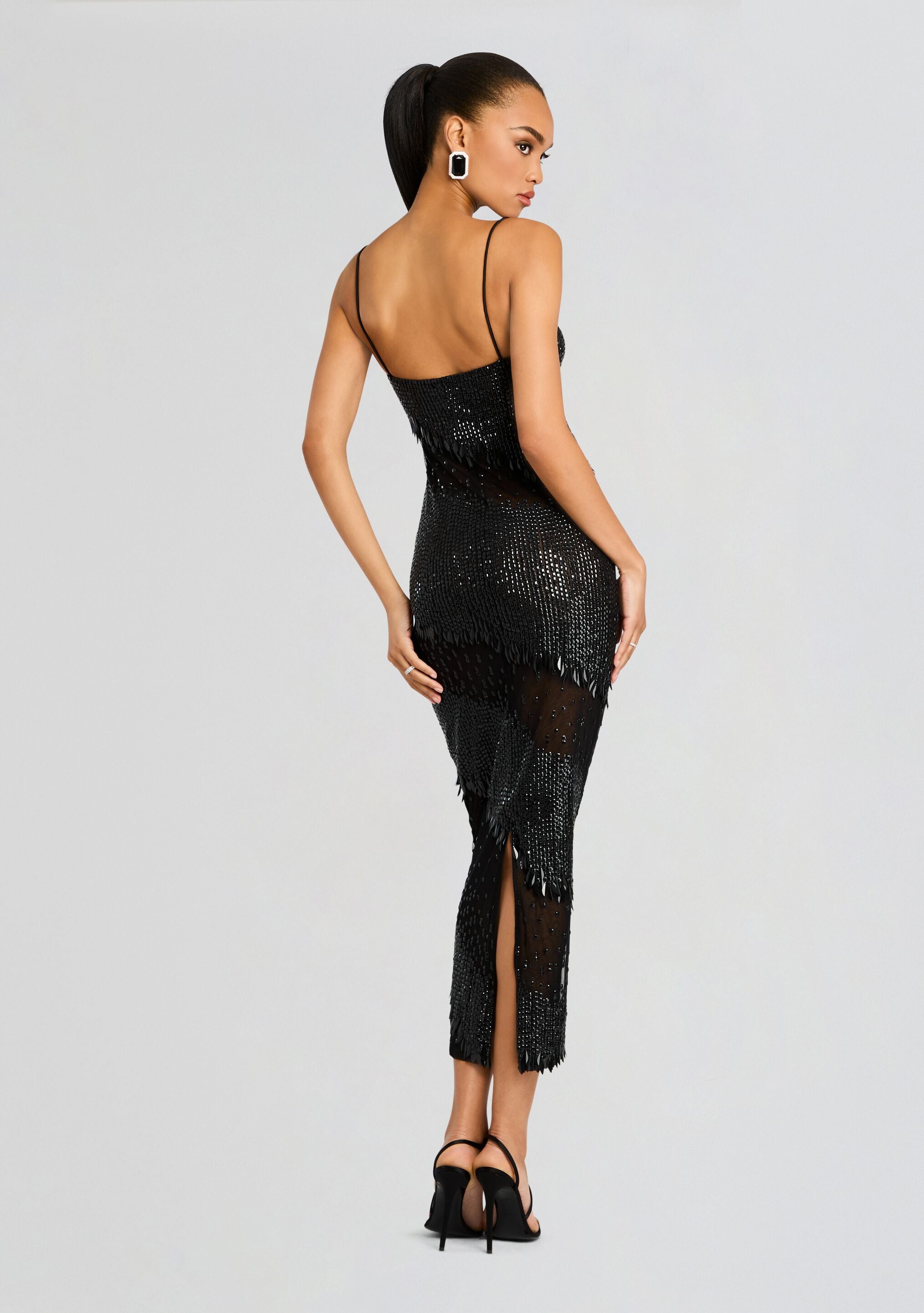 Carmine Embellished Dress-Stylulu