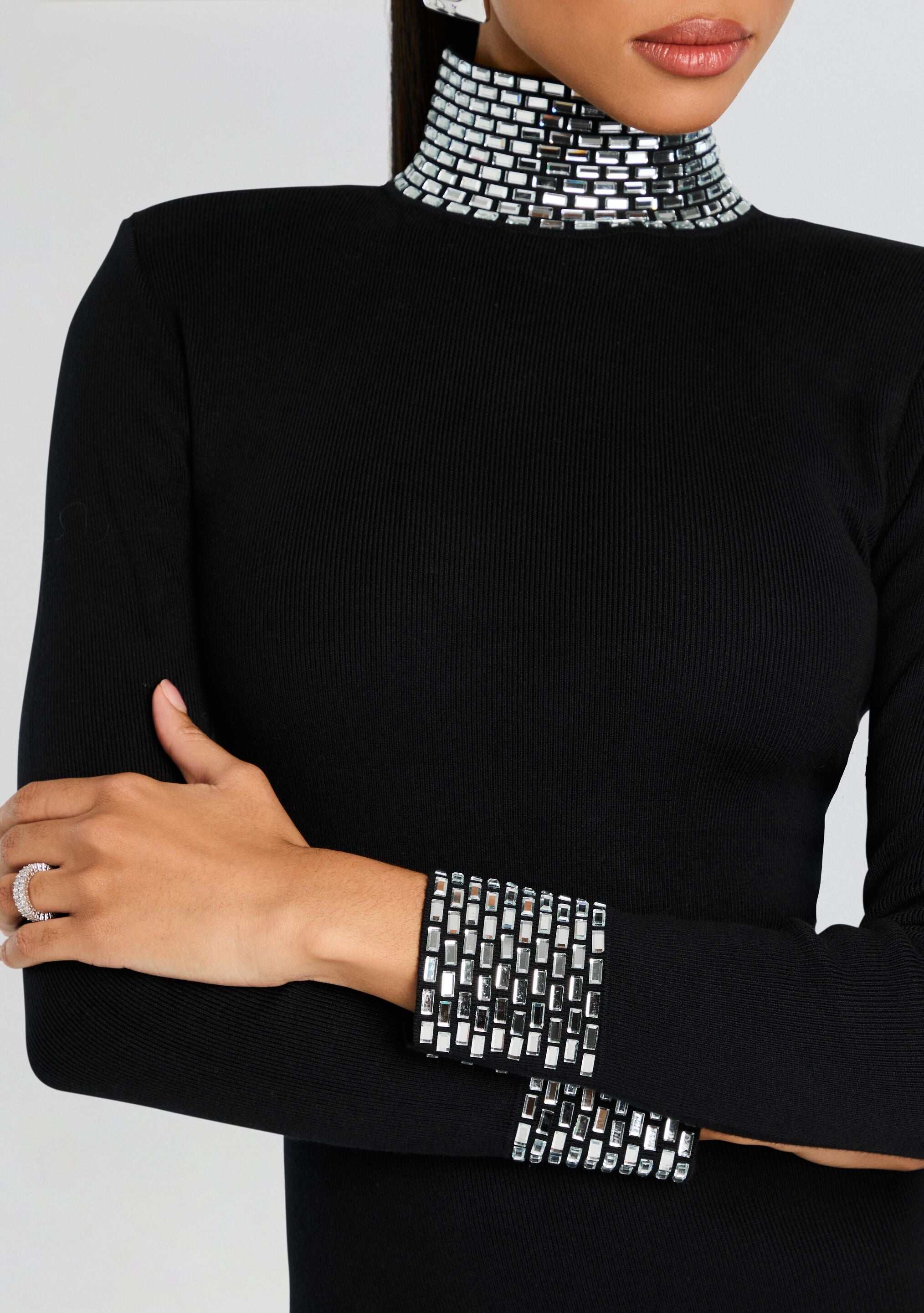 Monroe Embellished Knit Dress-Stylulu