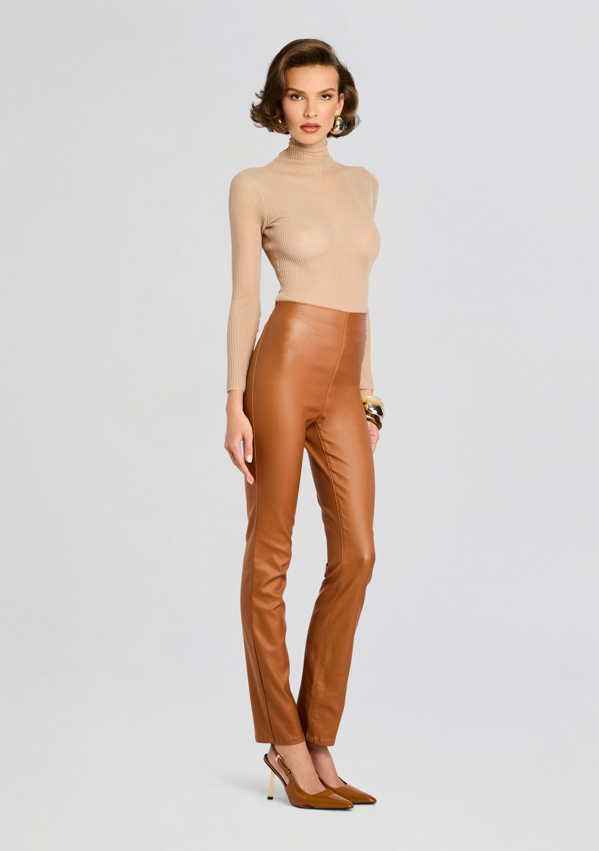 Xena Coated Denim Pant-Stylulu