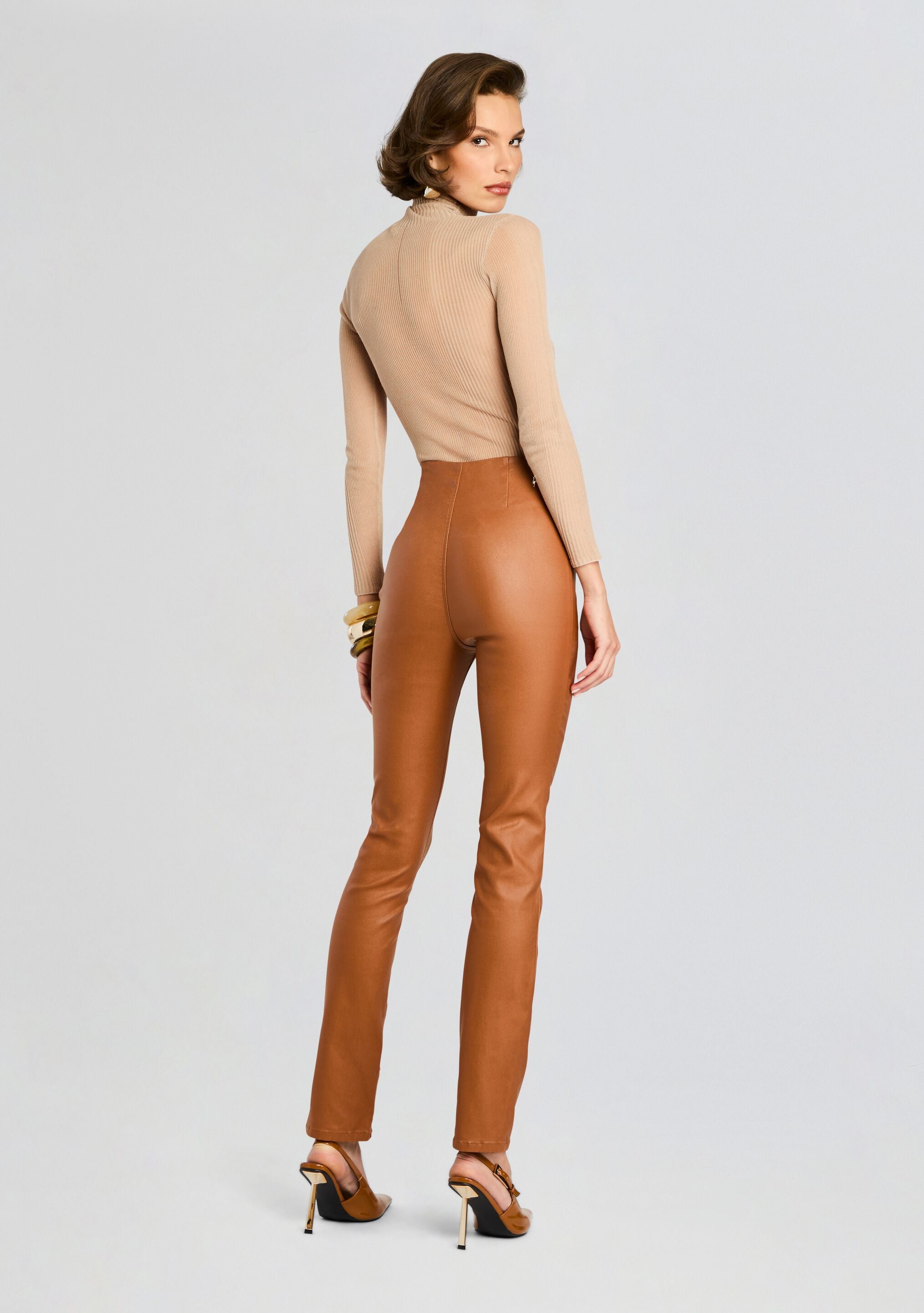 Xena Coated Denim Pant-Stylulu