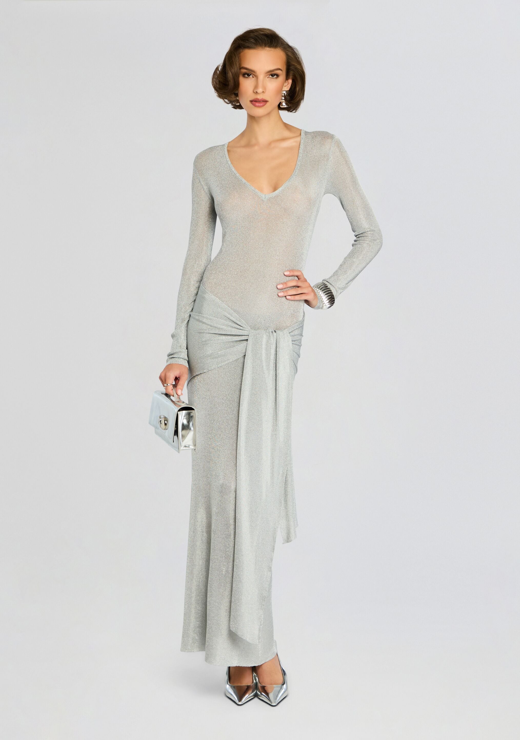 Ashera Metallic Knit Dress-Stylulu