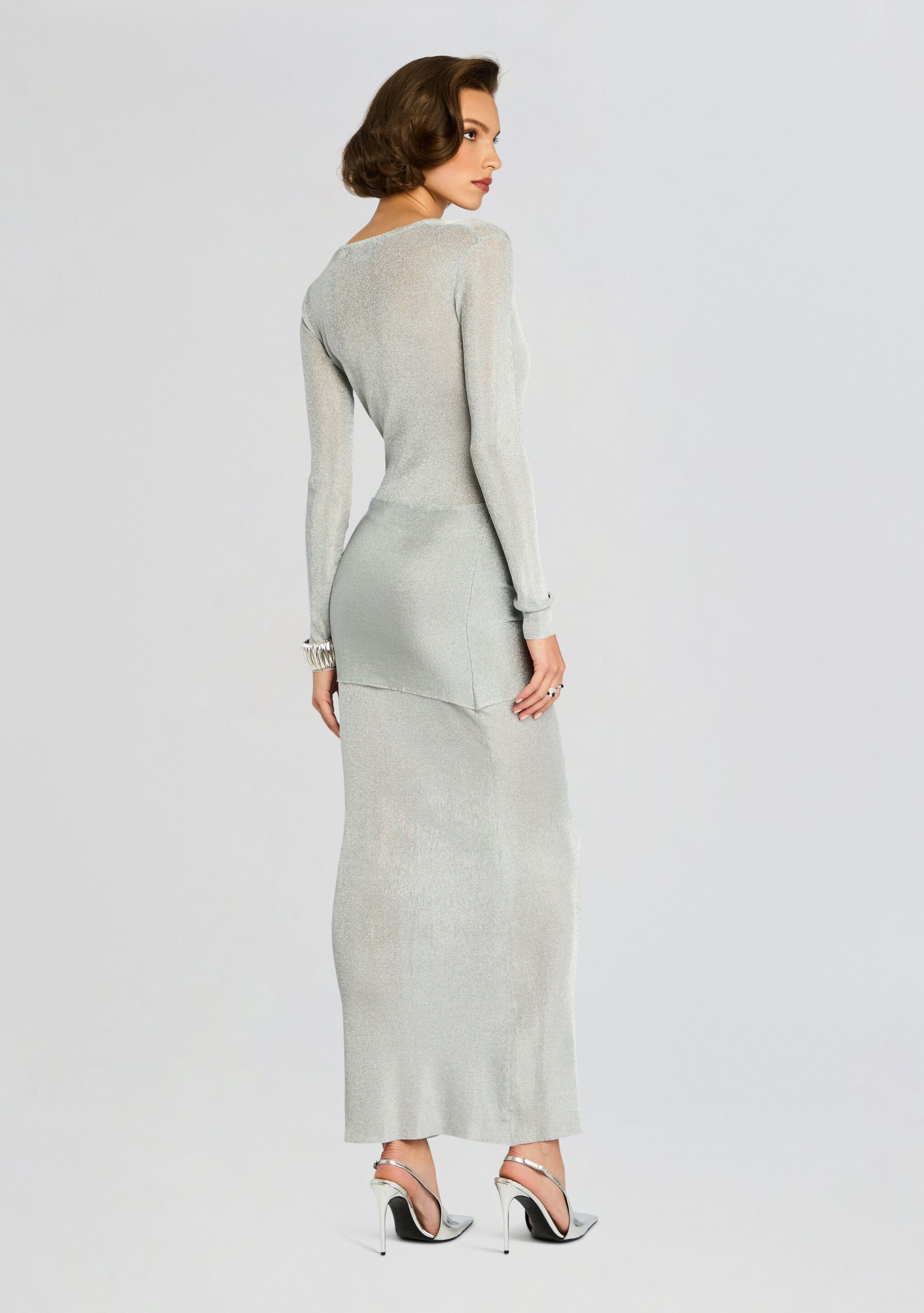 Ashera Metallic Knit Dress-Stylulu