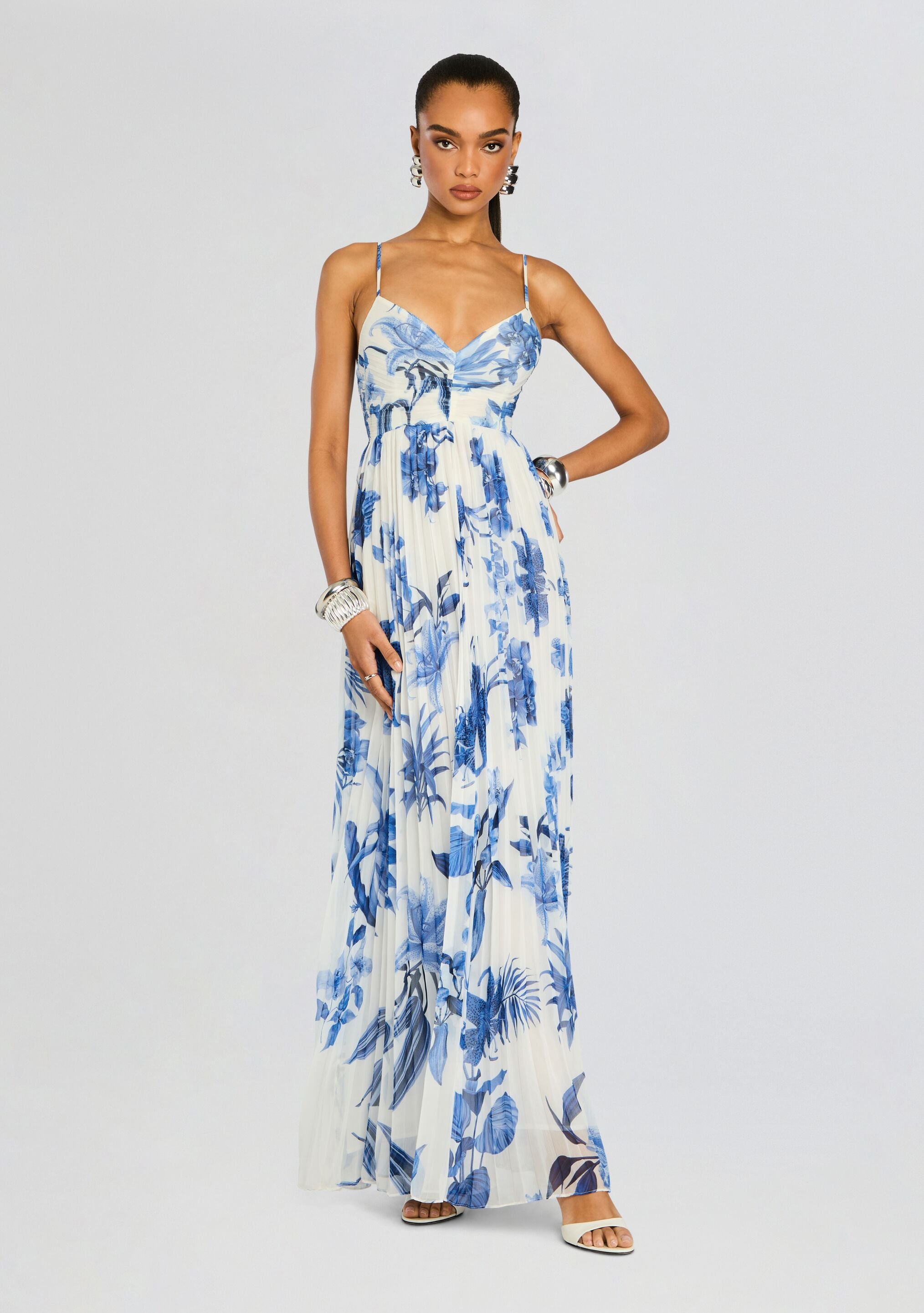 Gabi Pleated Maxi Dress-Stylulu
