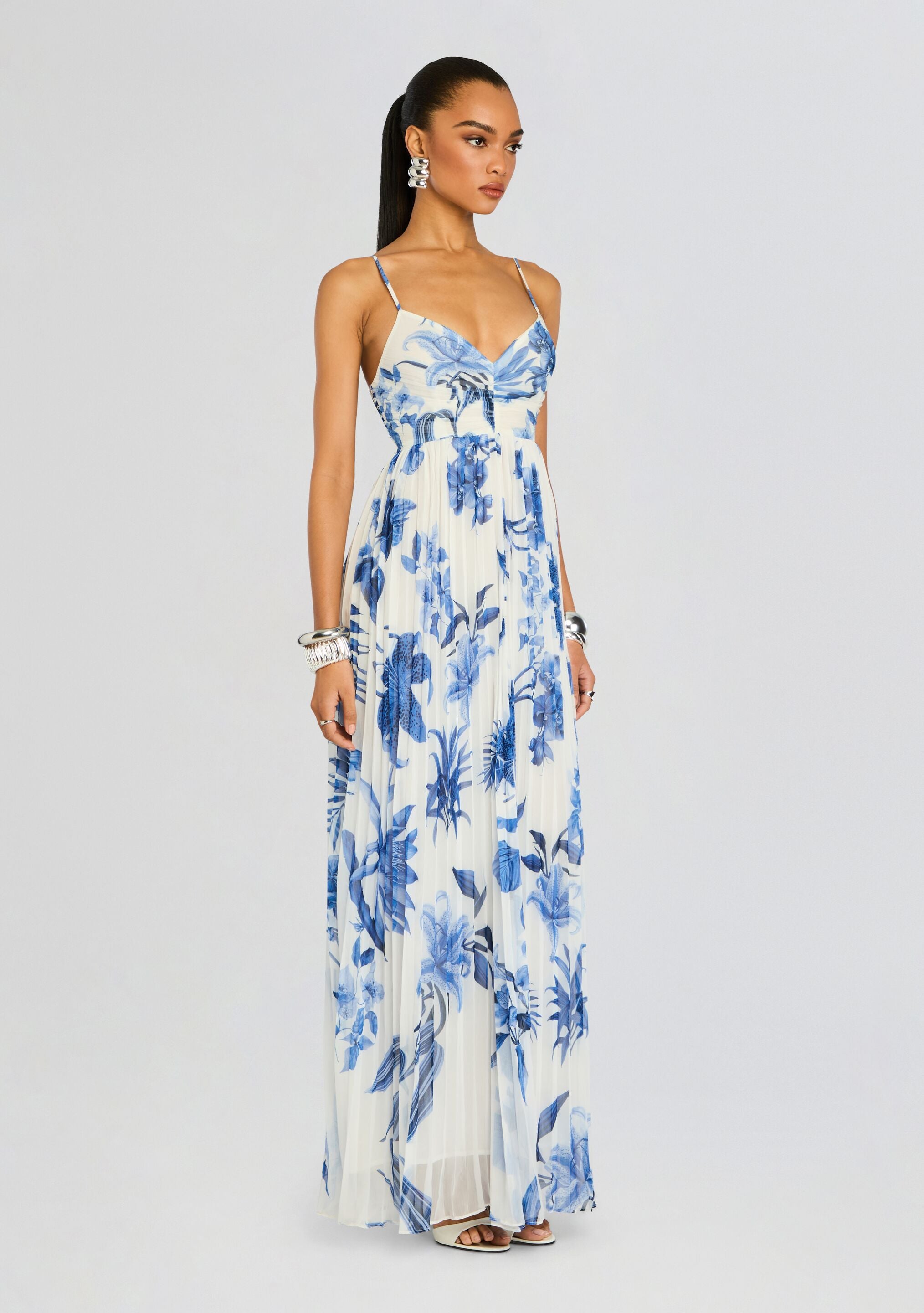 Gabi Pleated Maxi Dress-Stylulu