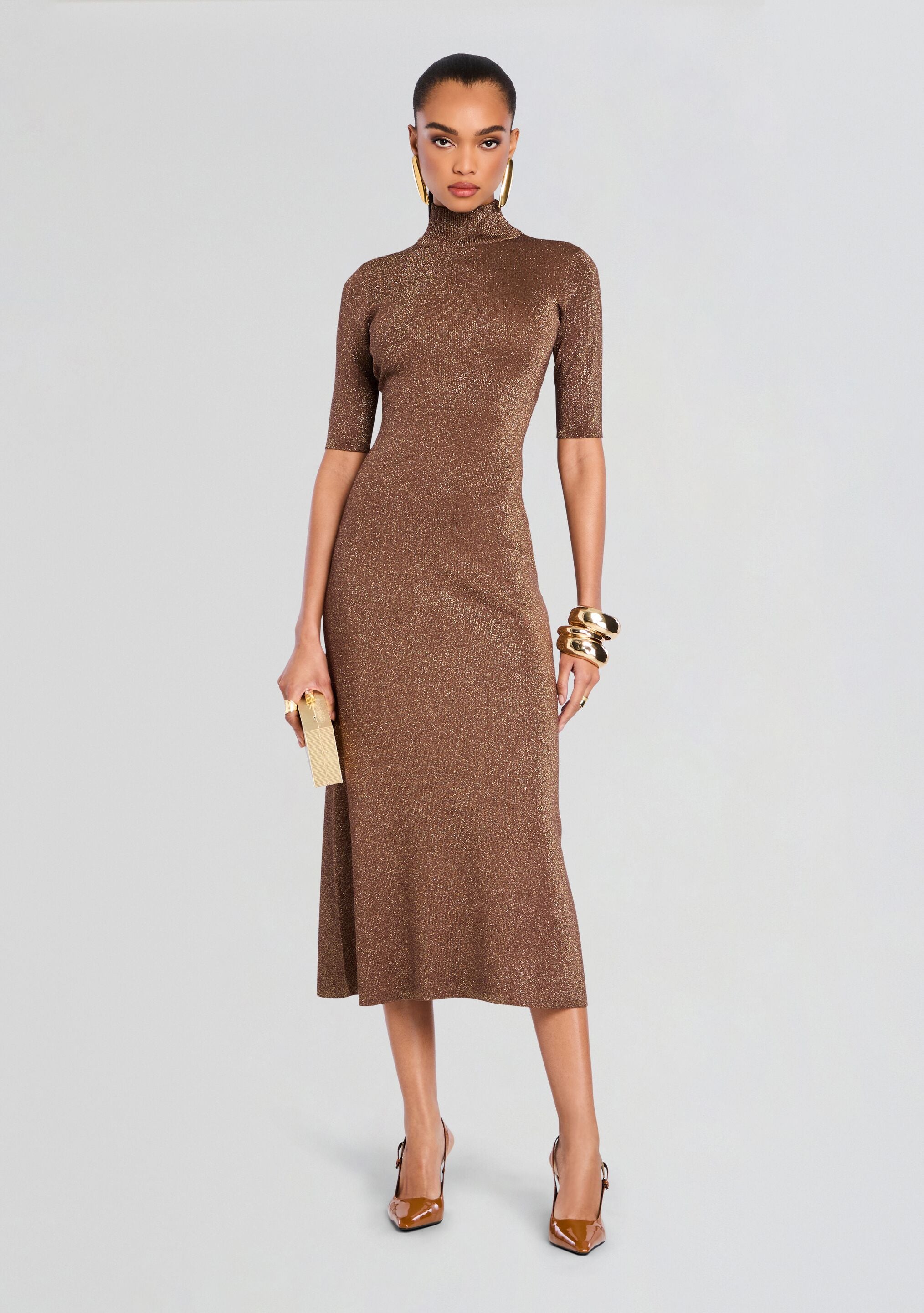 Maribel Metallic Knit Dress-Stylulu