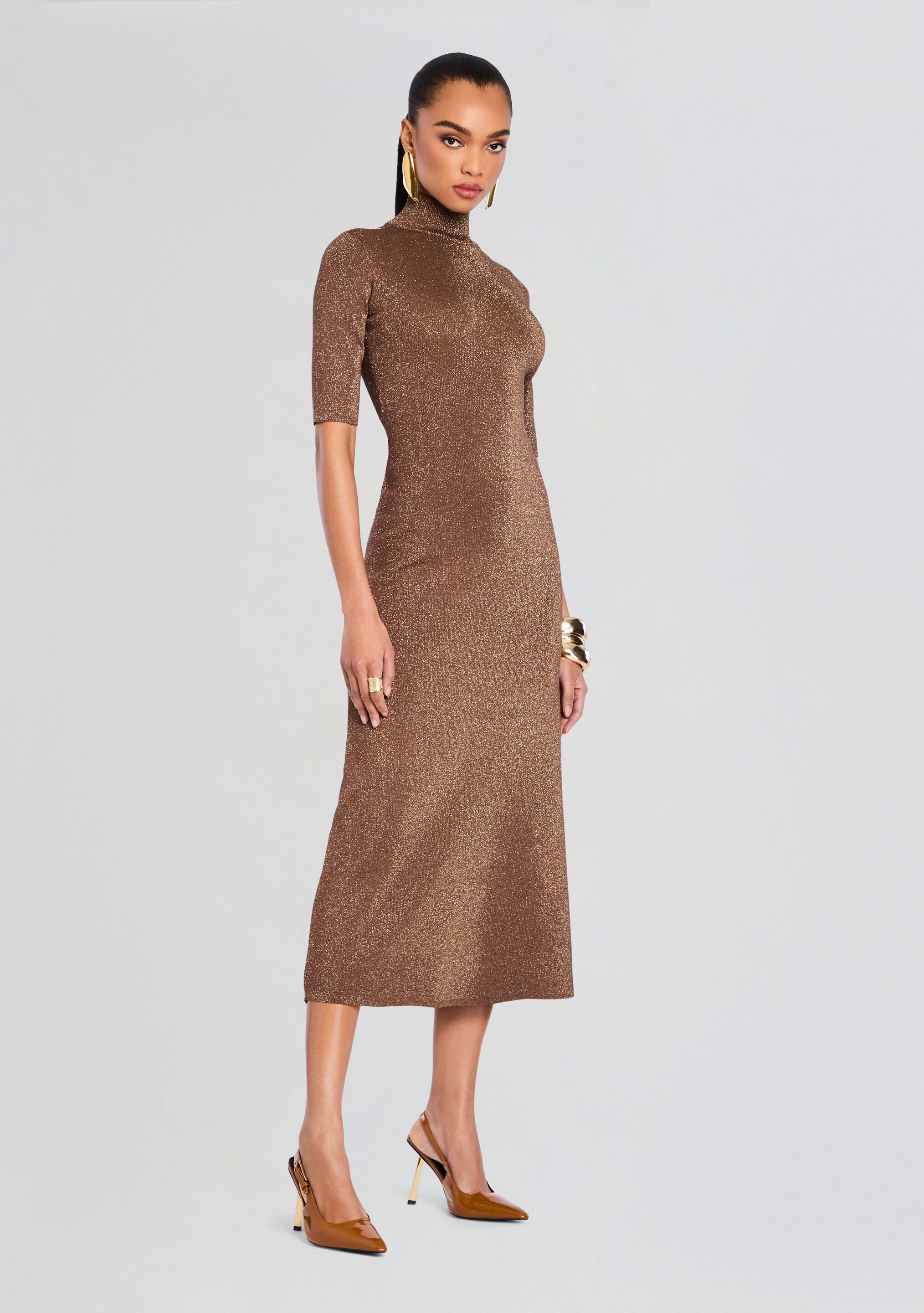 Maribel Metallic Knit Dress-Stylulu