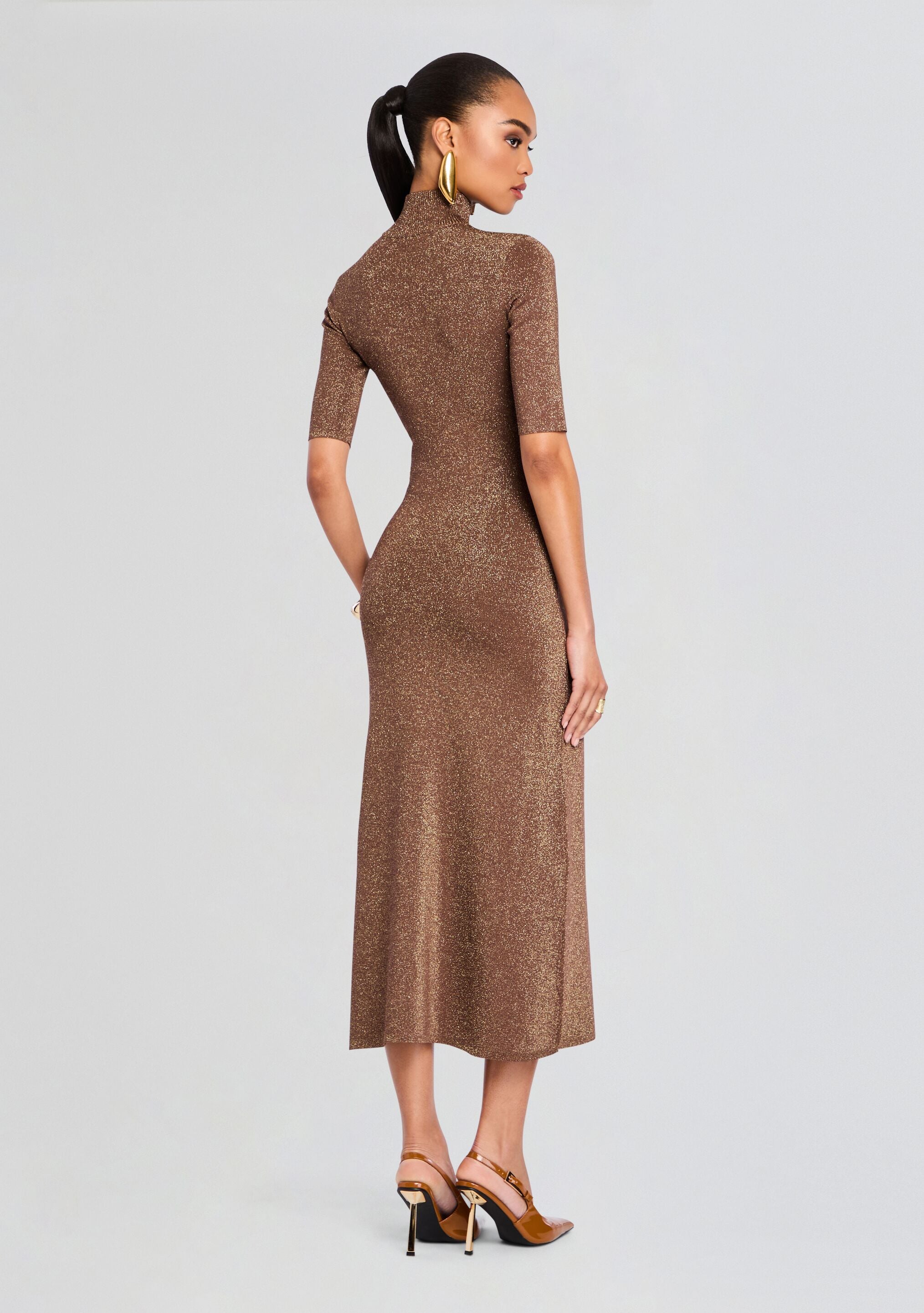 Maribel Metallic Knit Dress-Stylulu