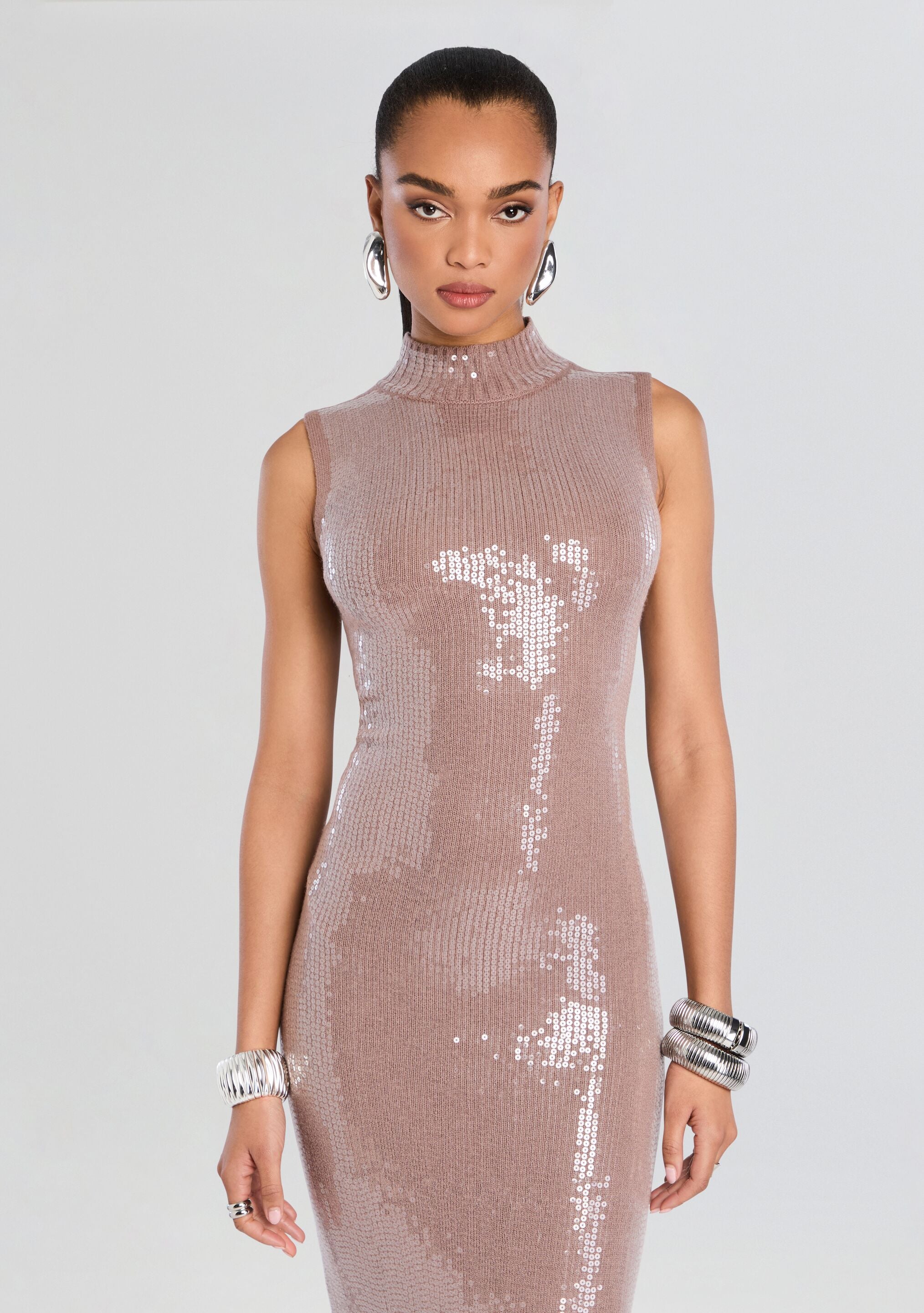 Dove Sequin Knit Dress-Stylulu